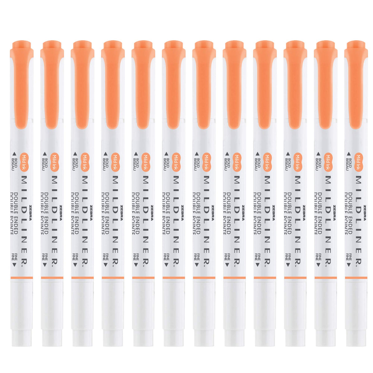 Zebra Pen MILDLINER No Bleed Highlighter, Apricot Color, Dual Tip, 12-Pack
