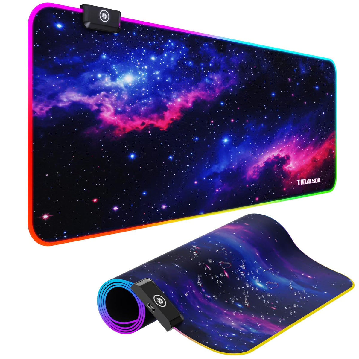TIDALSOIL RGB Gaming Mouse Pad, Starry Sky 31.5x11.8 in LED Desk Mat