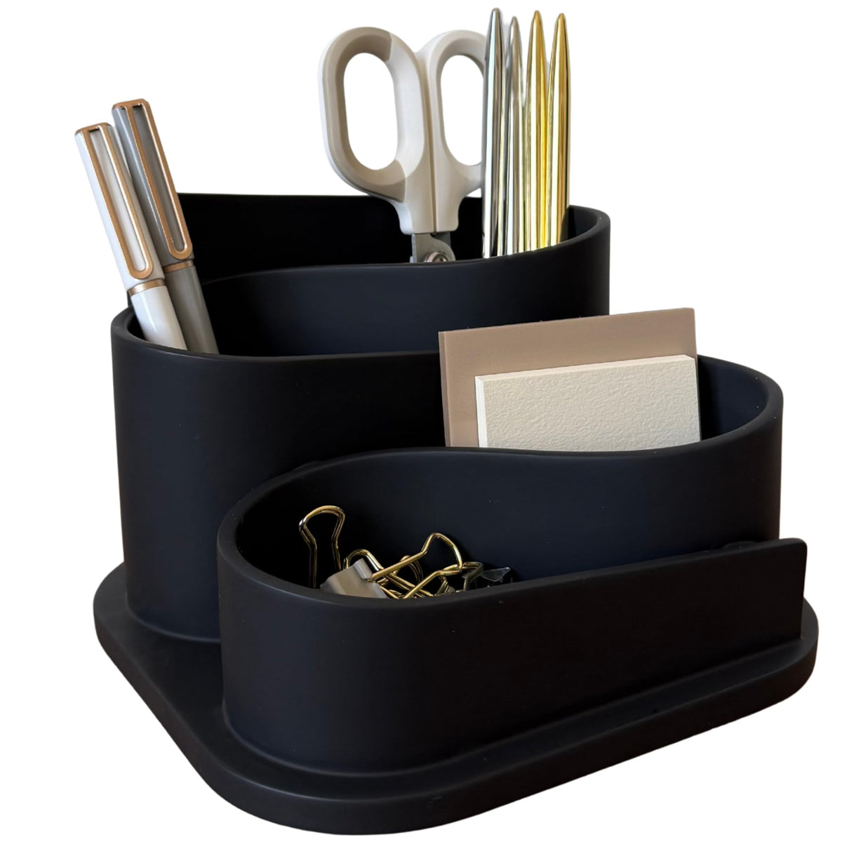 OAKOA Black Modern Desk Organizer - Minimalist Desk Accessories Pen Holder