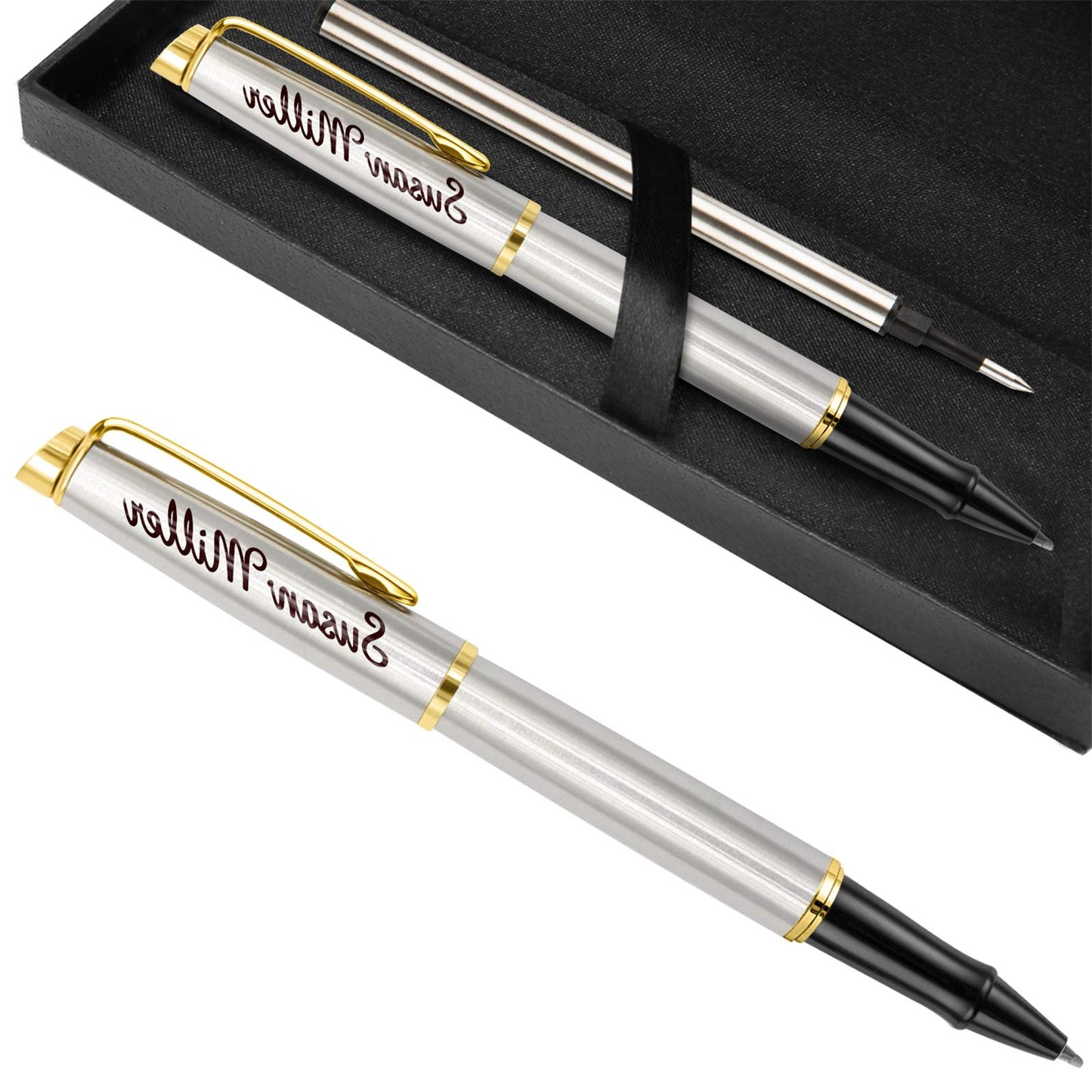ABIsedrin Personalized Pens, Engraved Pen for Men, Custom Gel Ink Rollerball Pens，writing pen Gift