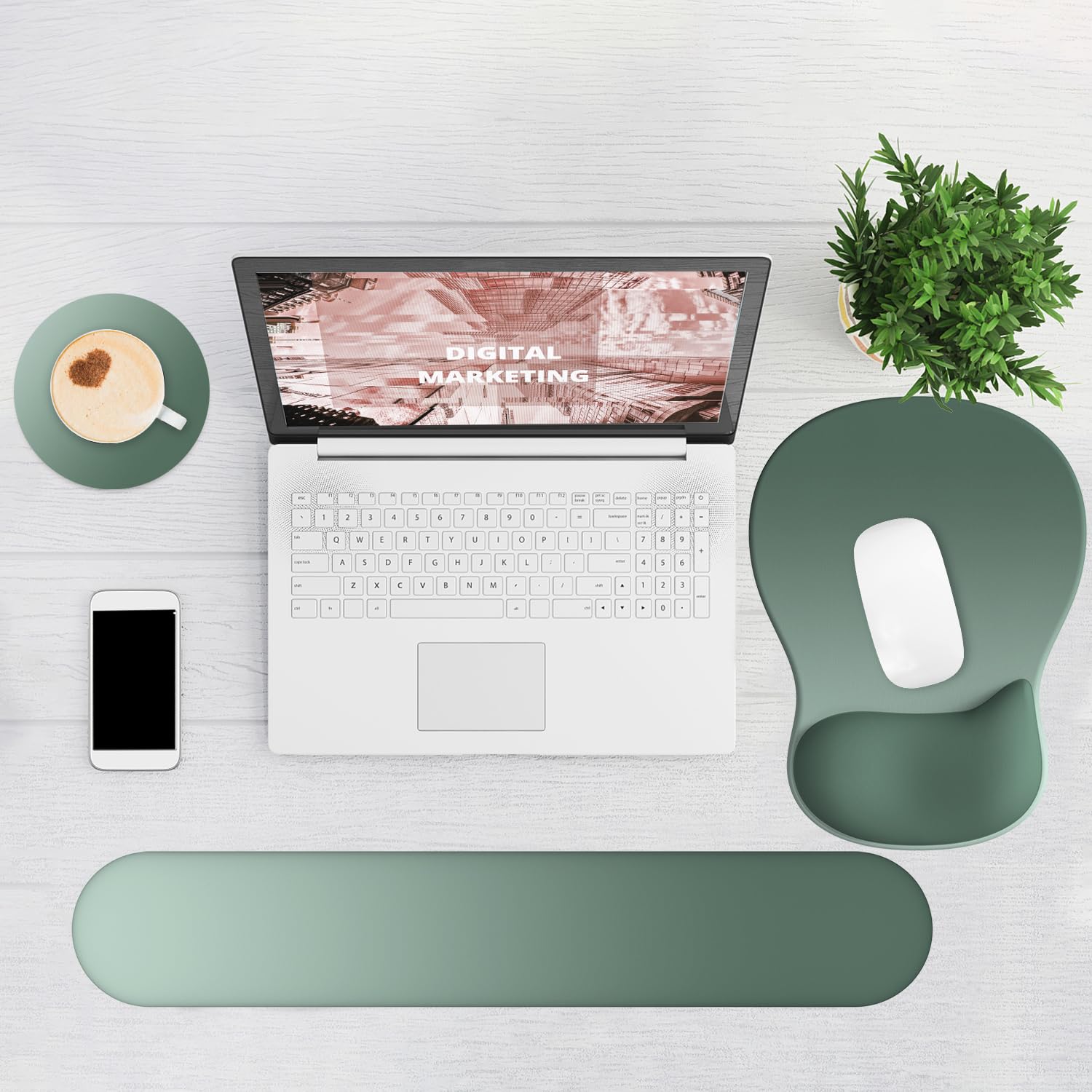 Ergonomic Mouse Pad with Wrist Rest and Keyboard Wrist Rest, Gel Mousepad