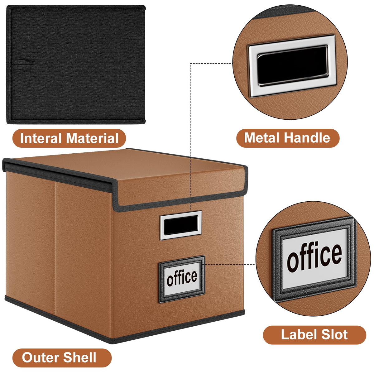 Huolewa File Organizer Box with Lids, Collapsible File Folder Organizer