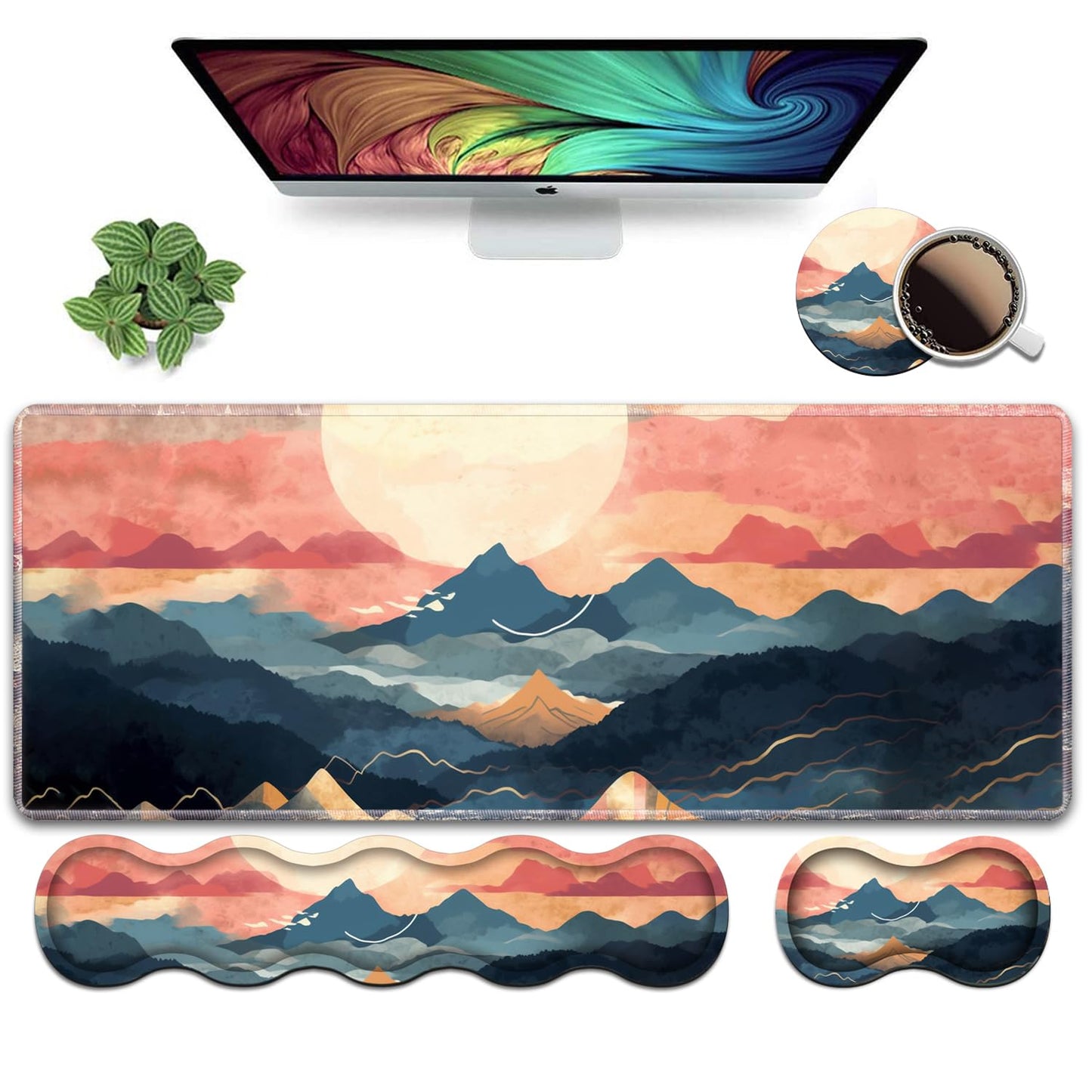 Ergonomic Keyboard Wrist Rest and Mouse Pad Wrist Rest Set, Large XXL Gaming Mousepad 31.5"x 11.8"