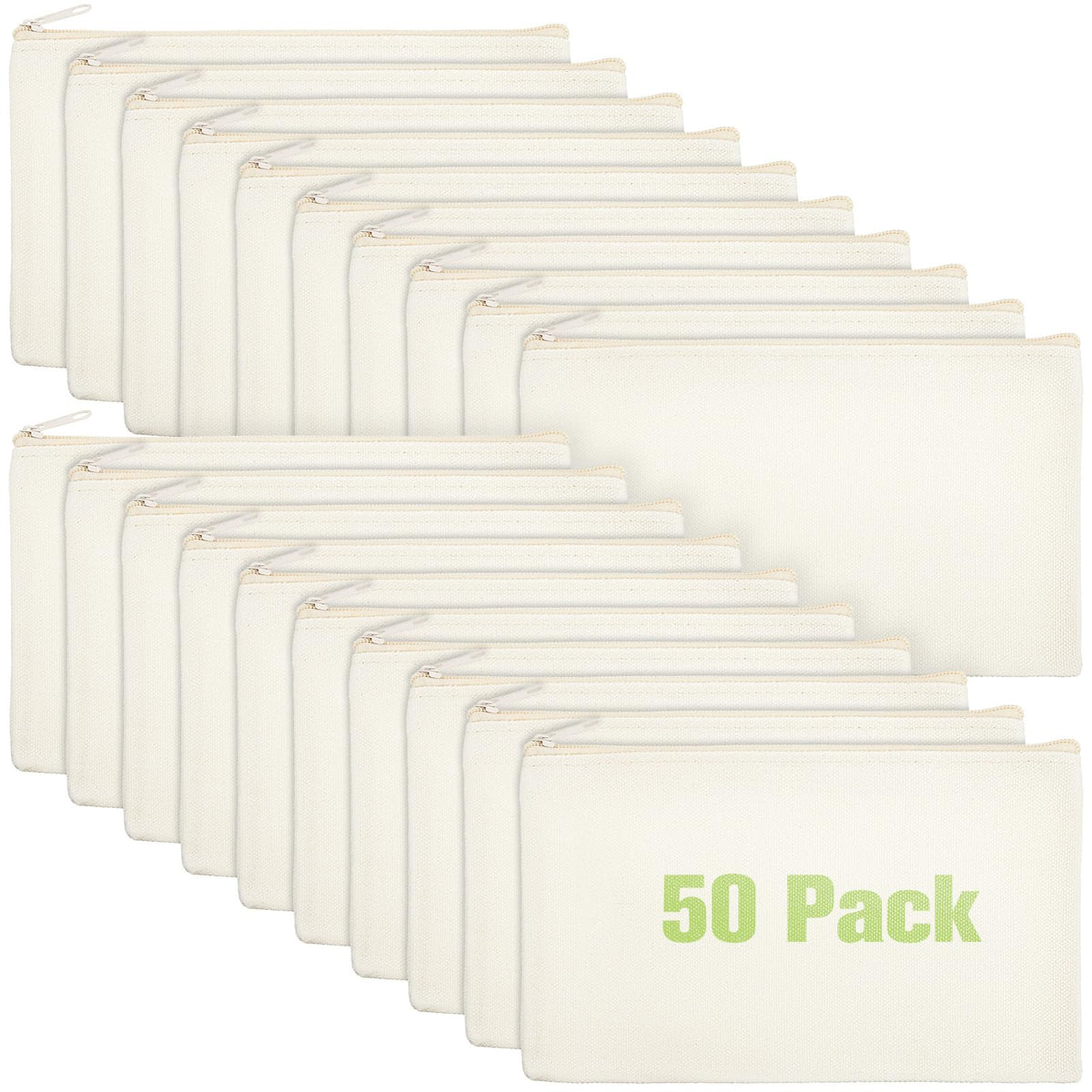 Frienda 50 Pcs Canvas Zipper Pouch Bulk Gift, Beige Zipper