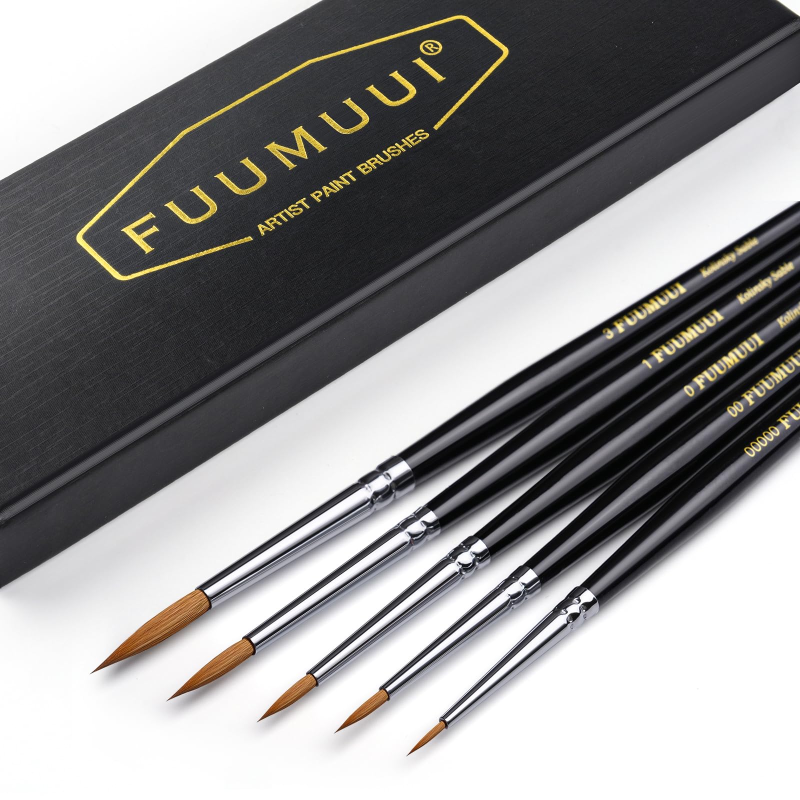 Kolinsky Sable Miniature Watercolor Brushes, Fuumuui 5pcs Professional Small Detail Paint Brushes