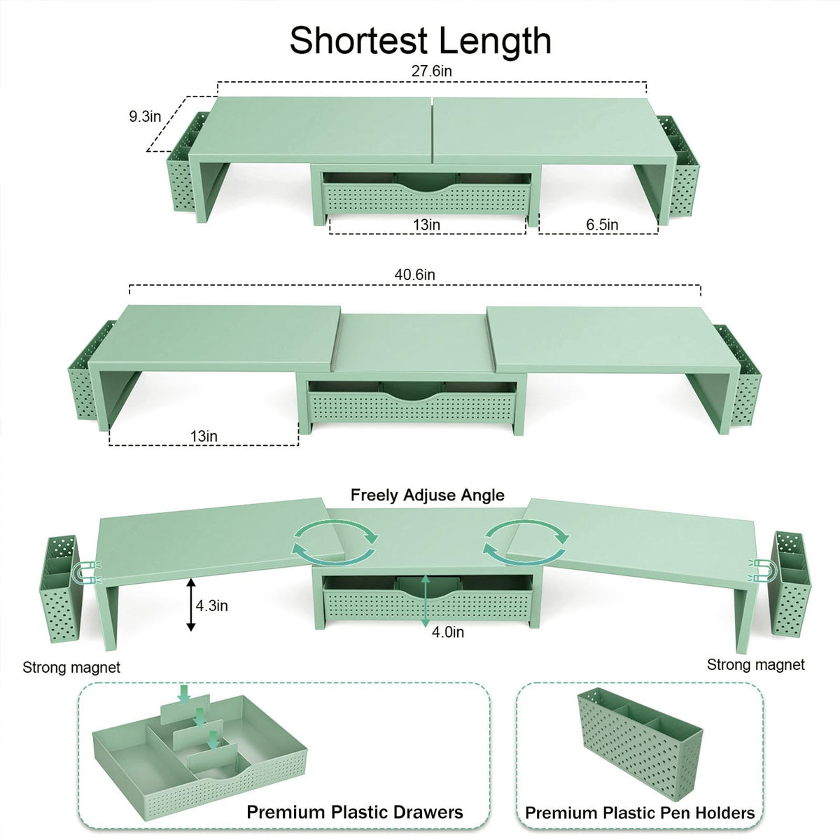 gianotter Dual Monitor Stand Riser With Drawer and 2 Pen Holders