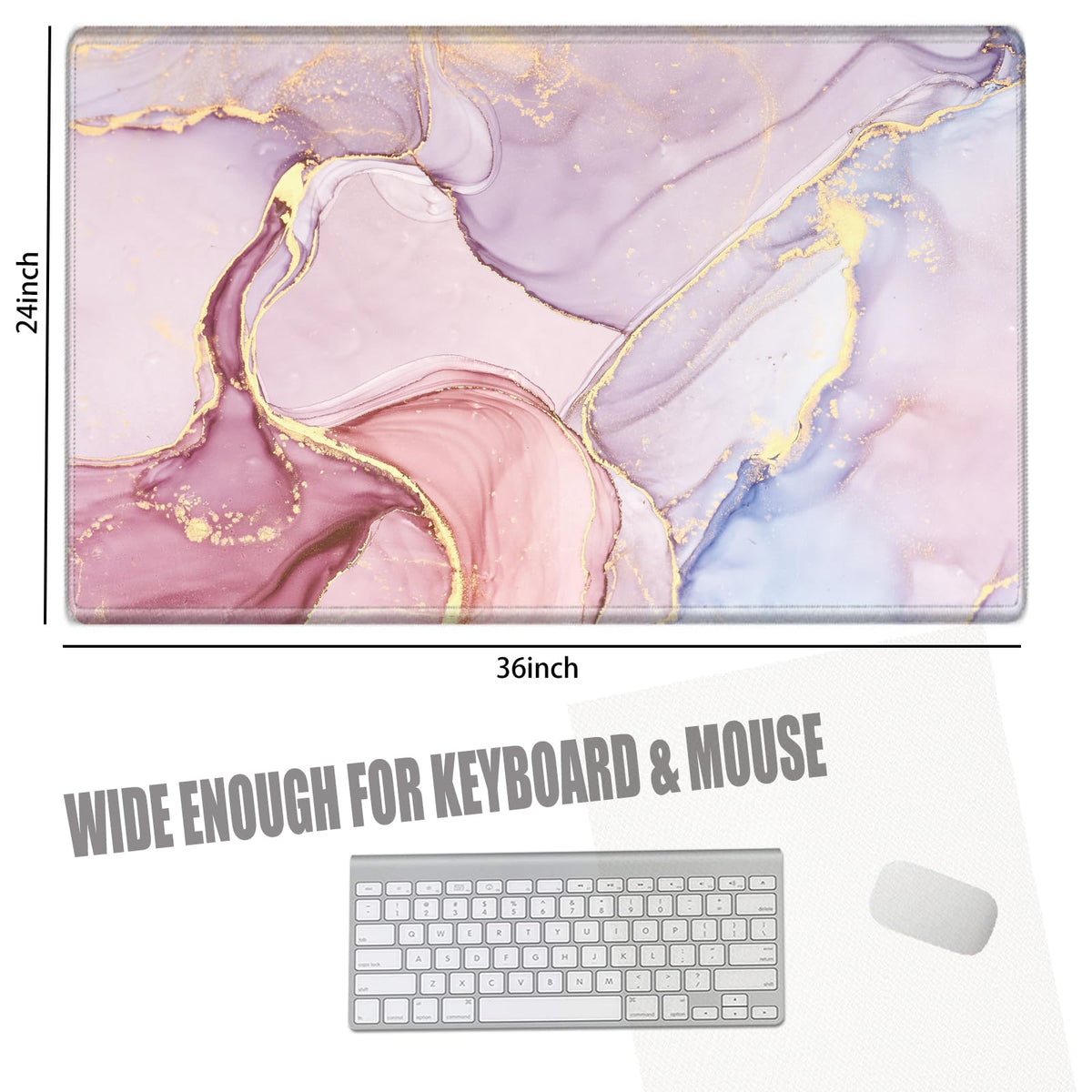 Gaming Mouse Pad 36x24 Giant Desk Mat XXXL Mousepad Extra Large Desk Pad Pink Marble Oversized Huge