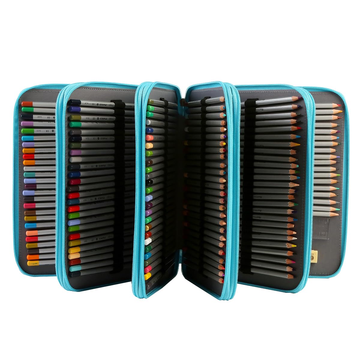 Lbxgap 250 Slots Pencil Case 5-Layer Zipped Holder w/Handle