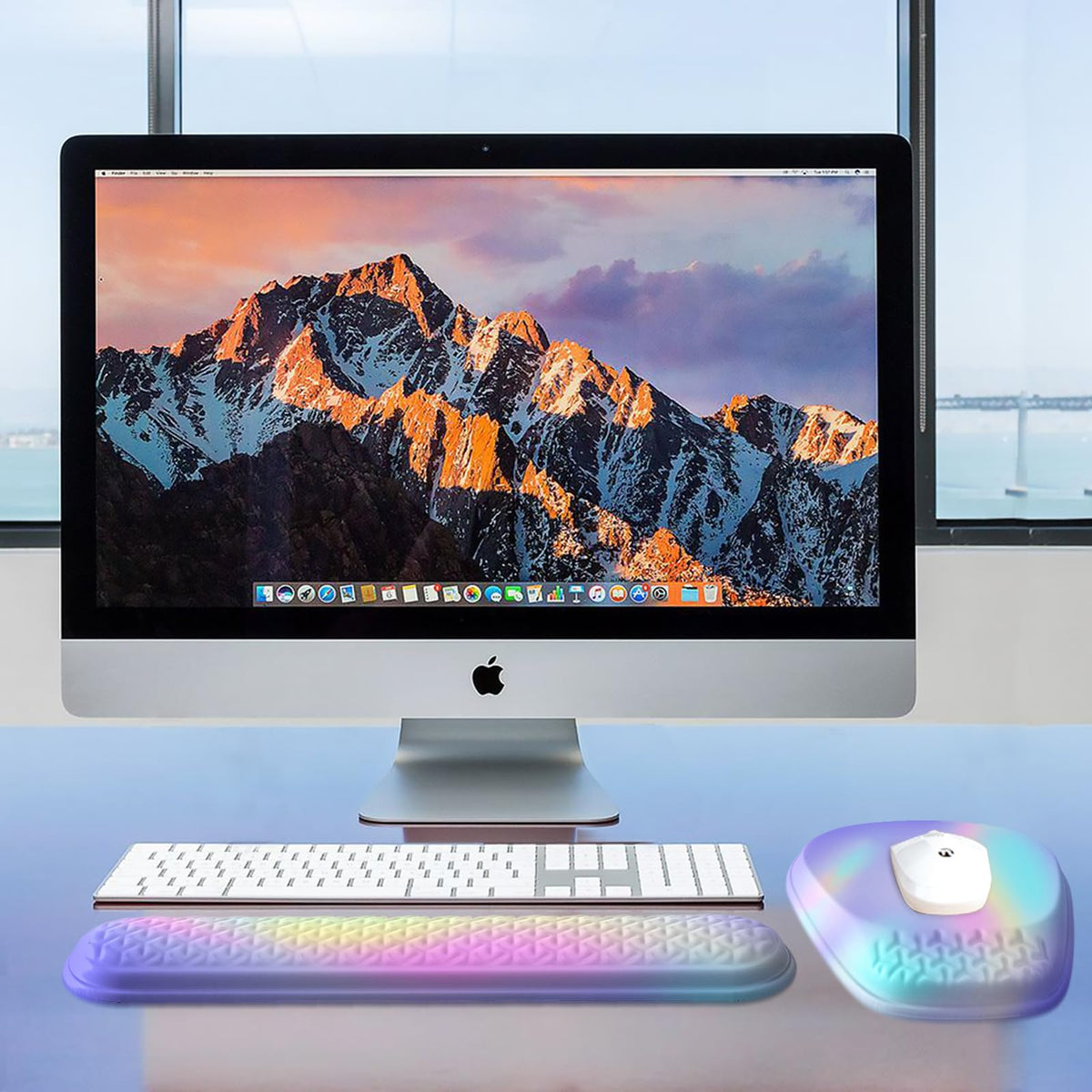 Laokiiy Ergonomic Mouse Pad with Wrist Rest, Memory Foam Support for Office