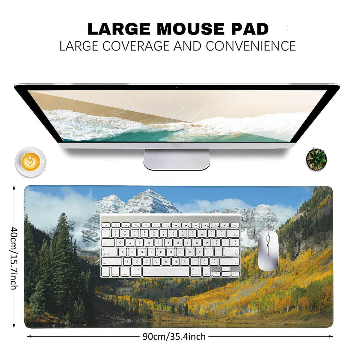 Maroon Bells Peaks and Golden Aspens Extended Gaming Mouse Pad Large Desk Mat with Non-Slip Rubber