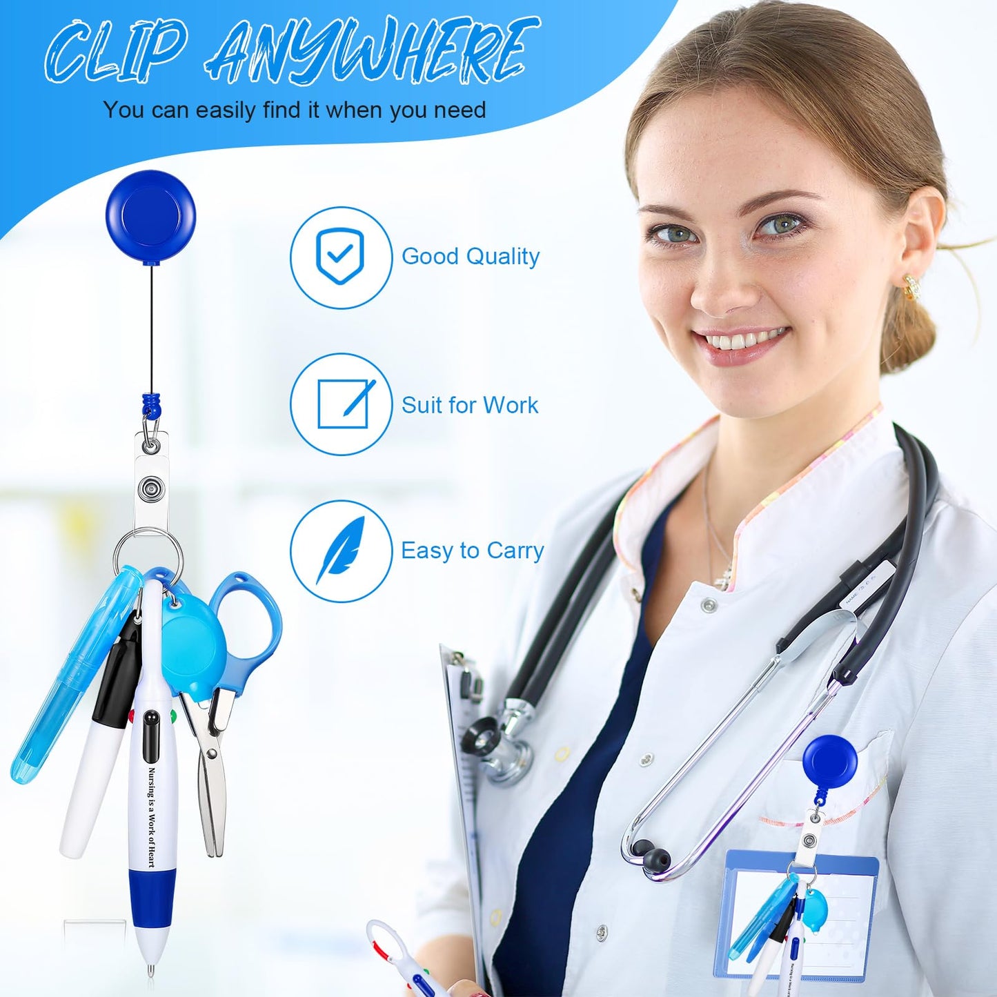 Glenmal 72 Pcs Nurse Pen Set for Badge Reel Mini Pens, Stylish