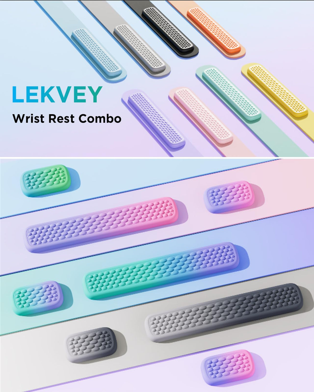 Lekvey Ergonomic Gaming Wrist Rest for Keyboard & Mouse (Pink/Purple)