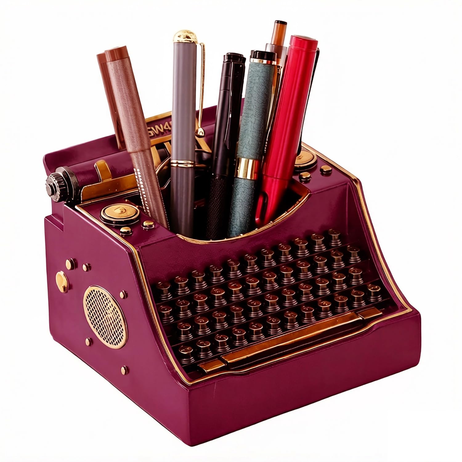 Amoysanli Retro Typewriter Pen Holder Desk Organizers for Writer's Purple