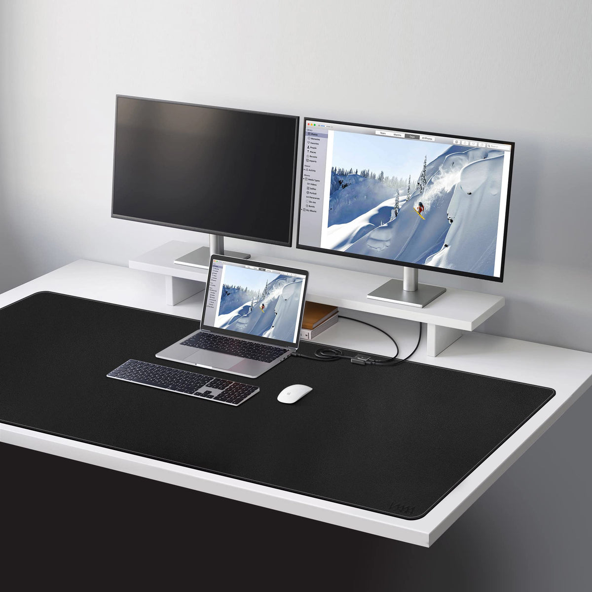Vyaaa 55" x 24" Large PU Leather Desk mat for Keyboard and Mouse (Black)