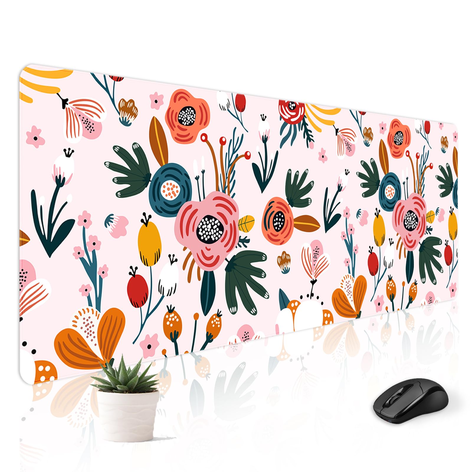 Stanoha Cute Desk Mat for Keyboard Desktop Extra Large Mouse Pad, Floral