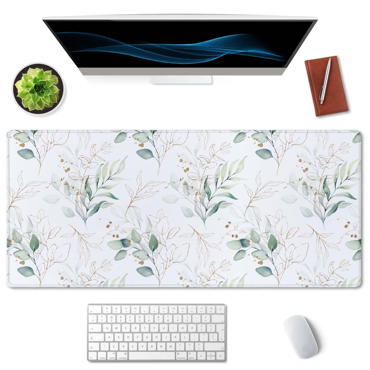 SSOIU Large Mouse Pad, Cute Floral Desk Mat for Desktop, Women Girls Waterproof Gaming Mousepad