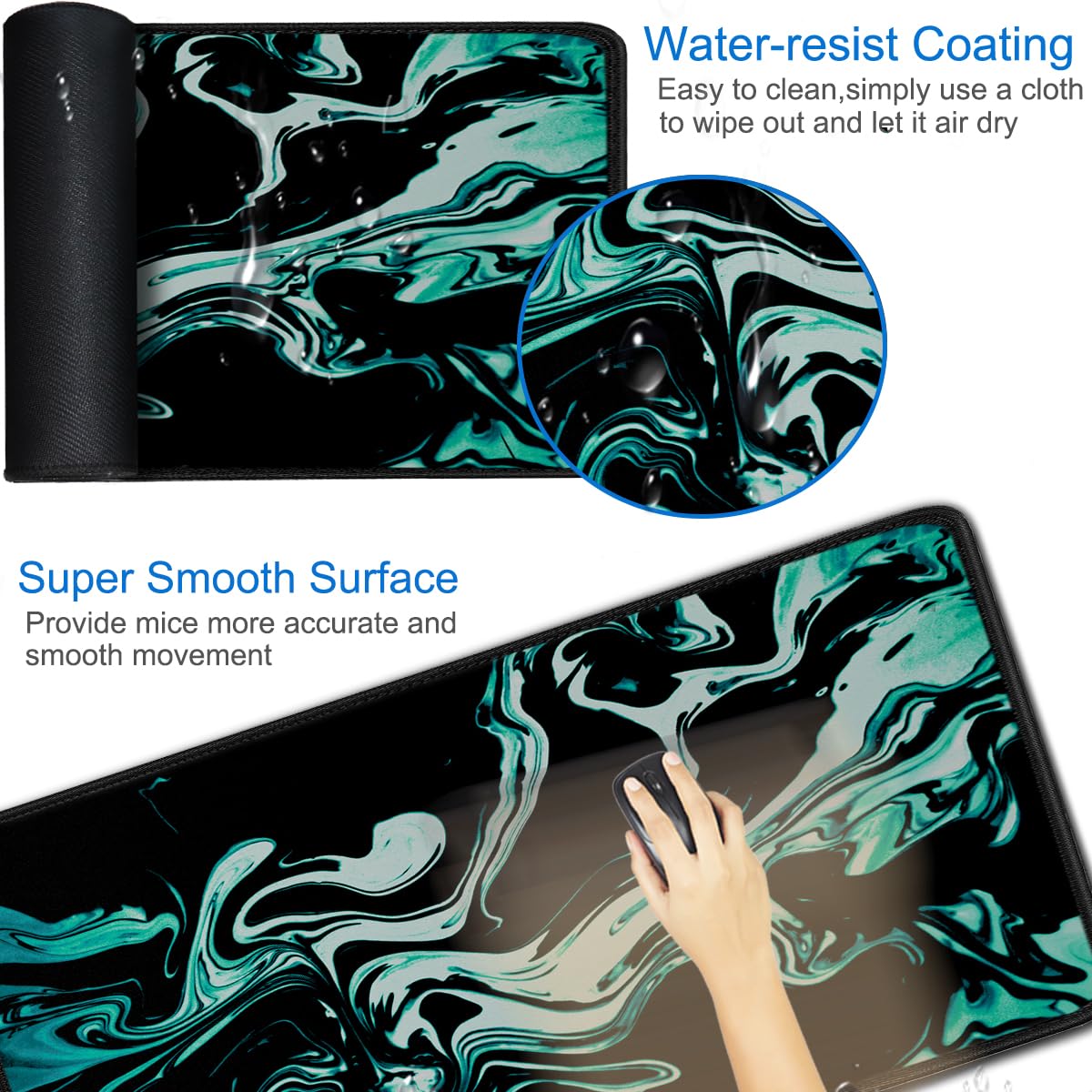 Large Mouse Pad, 31.5x15.7 inch Large Extended Computer Keyboard Mouse Mat, Water Resist Non-Slip