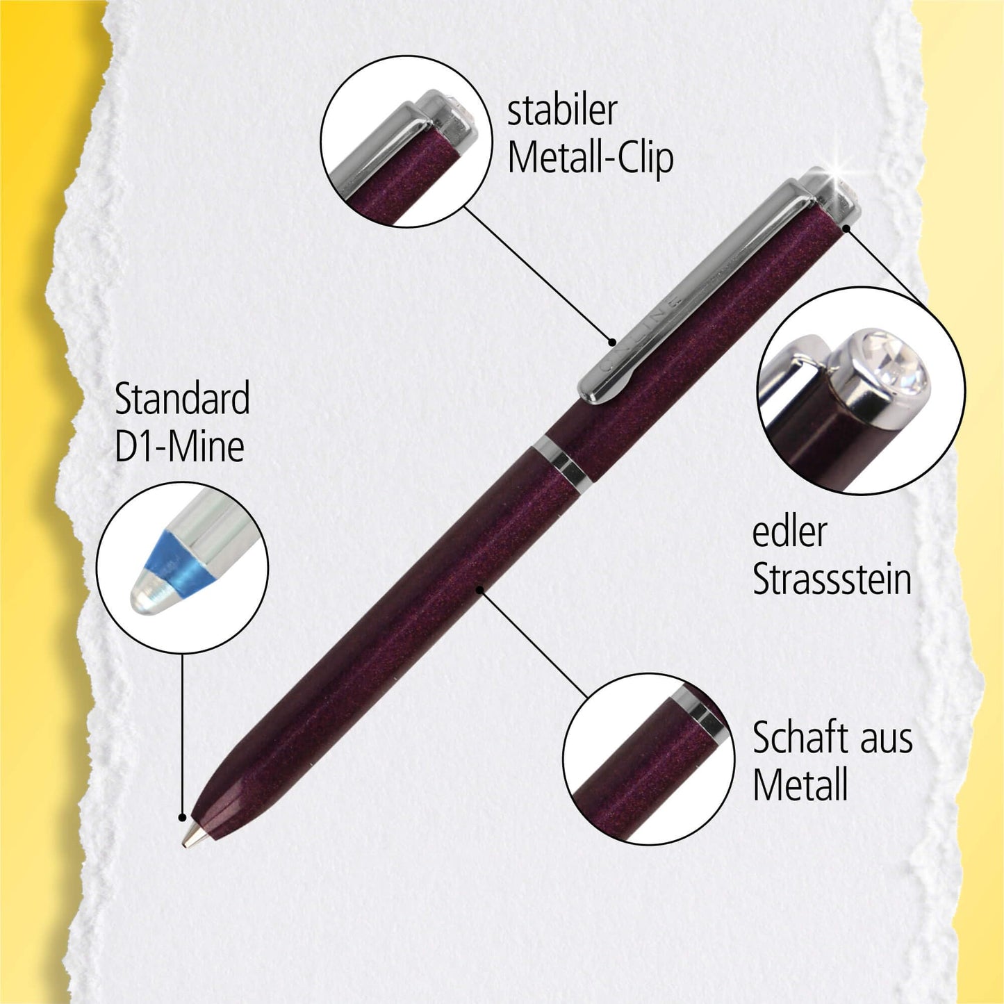 ONLINE Lilac Mini Ballpoint Pen - Wallet with Twist Mechanism & Metal Clip I 8 cm Miniature
