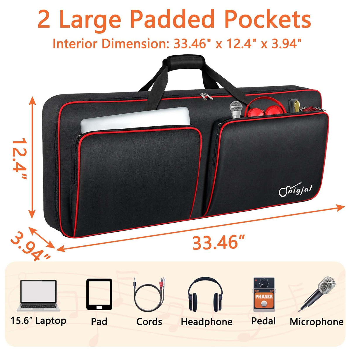 SNIGJAT 49 Key Keyboard Case Soft with Adjustable Padded Shoulder Straps
