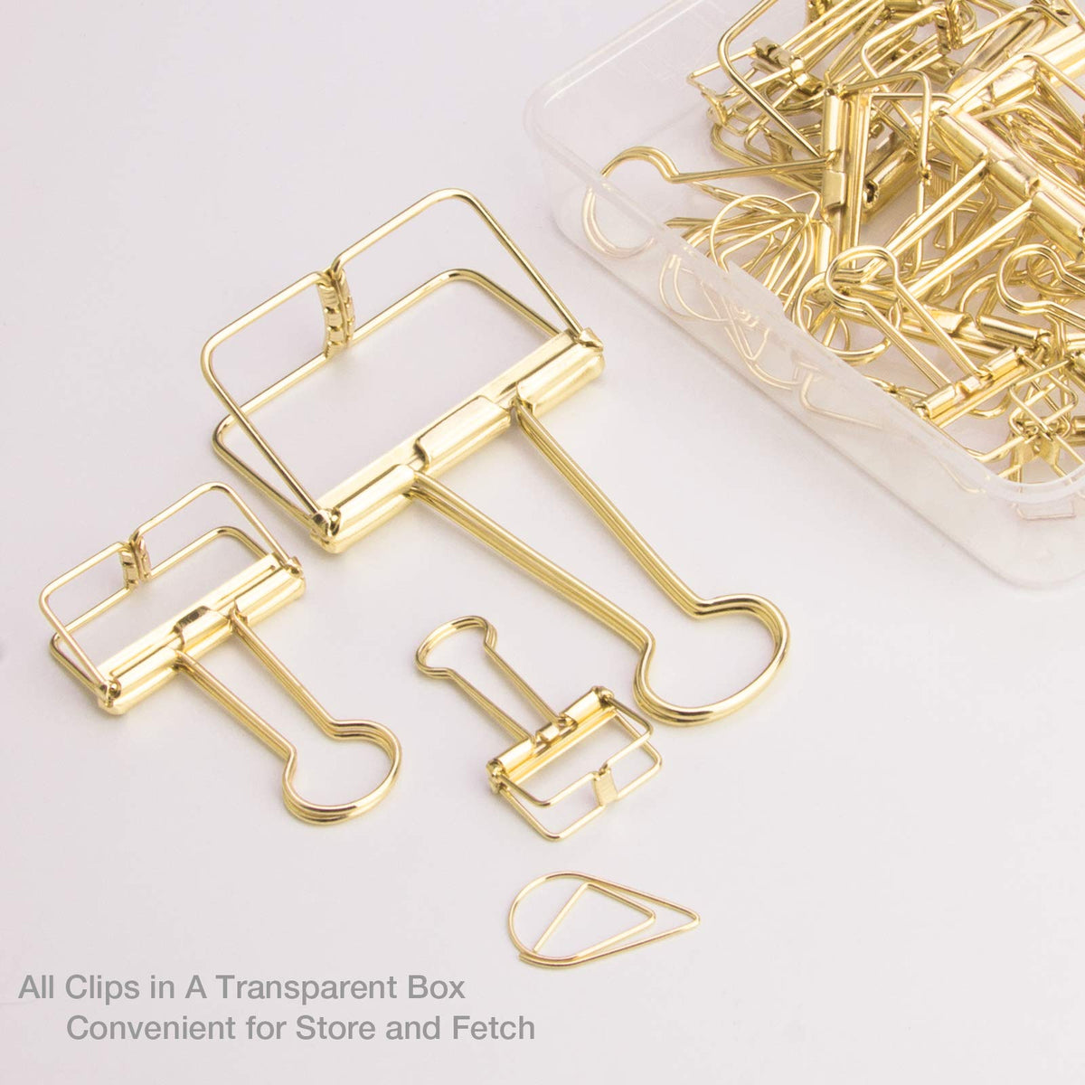 18 Pcs Gold Wire Binder Clips & 20 Pcs Cute Paper Clips Set