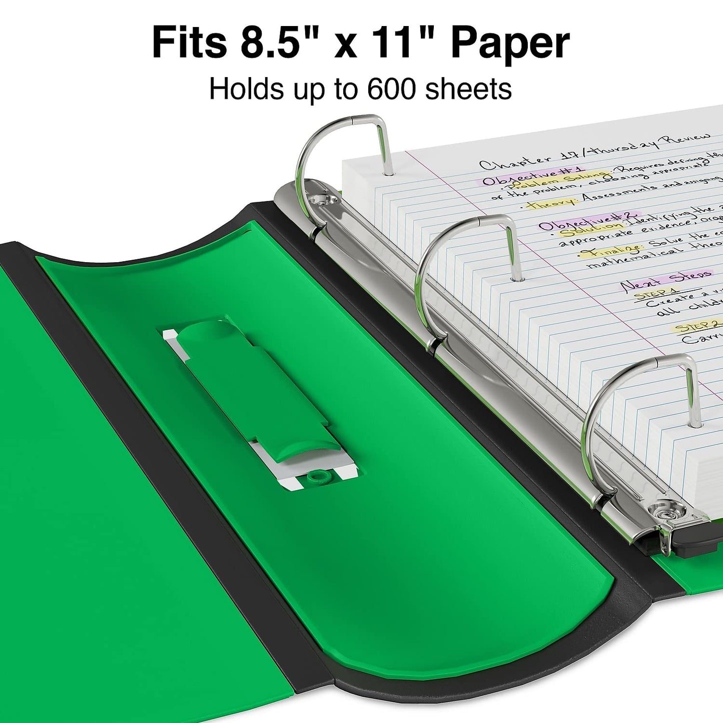 Staples Better Binder, 3 Inch D-Ring, Green, 600 Sheets, 2-Pack