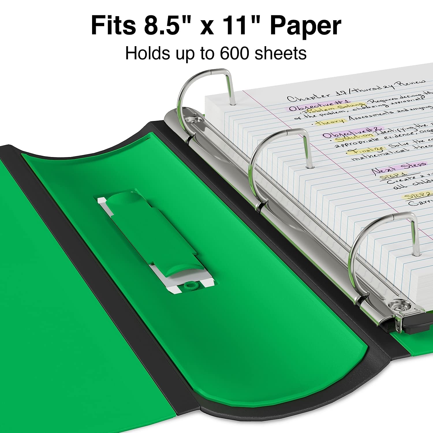 Staples Better Binder, 3 Inch D-Ring, Green, 600 Sheets, 2-Pack