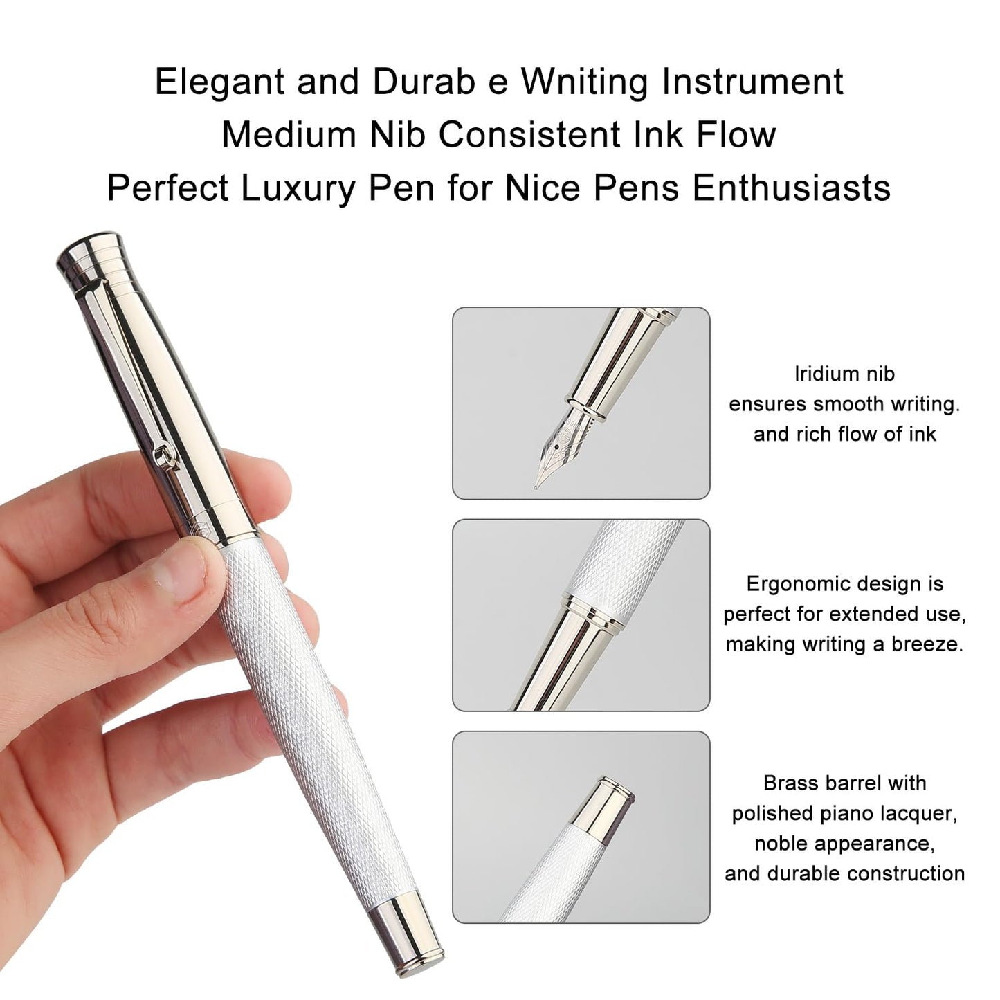 GC QUILL Fancy Fountain Pen Set – Fine and Medium Nibs, 18 Ink Cartridges, Ink Converter, Syringe