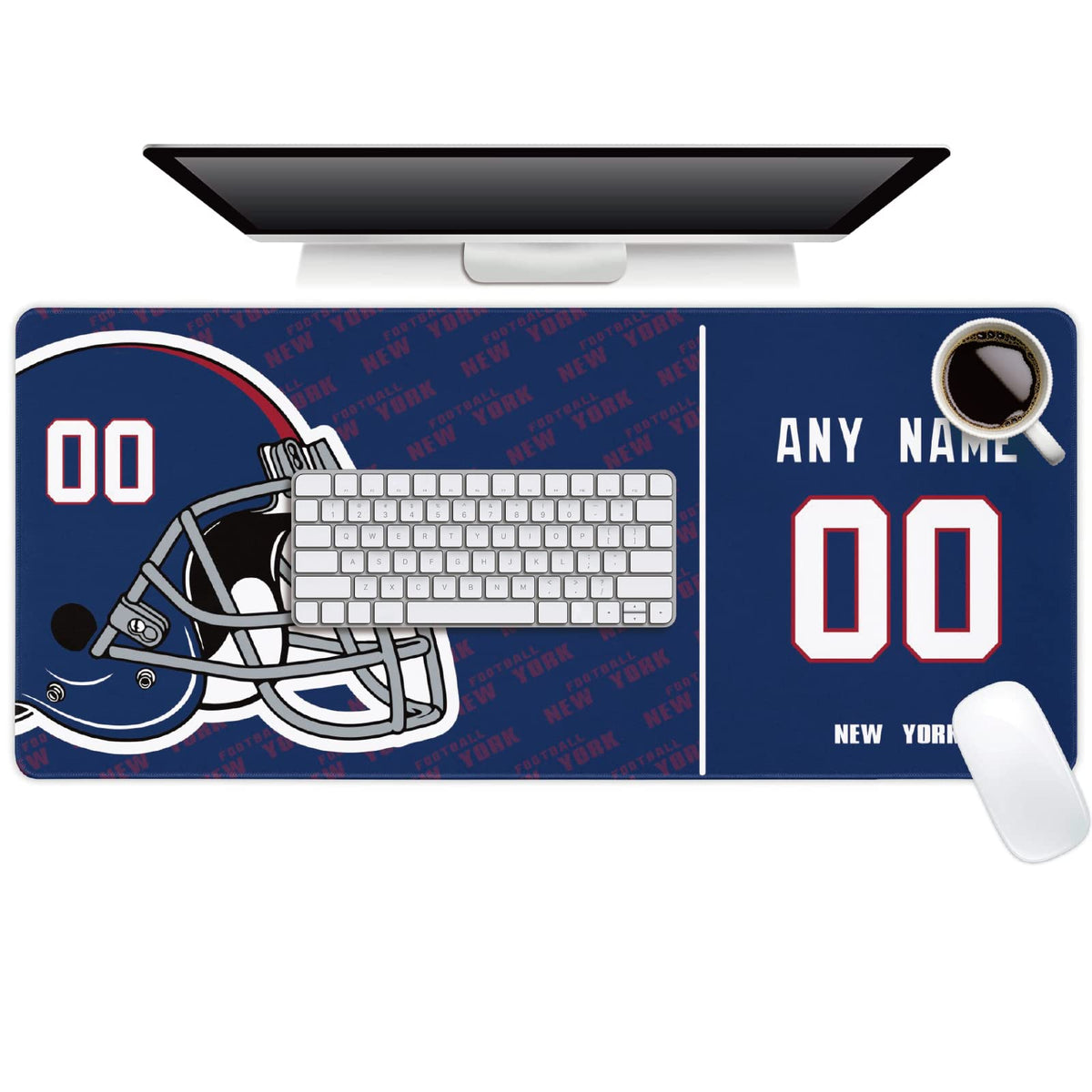 New York Mouse Pad Custom Any Name and Number Desk Pad for Men Women Youth Gifts