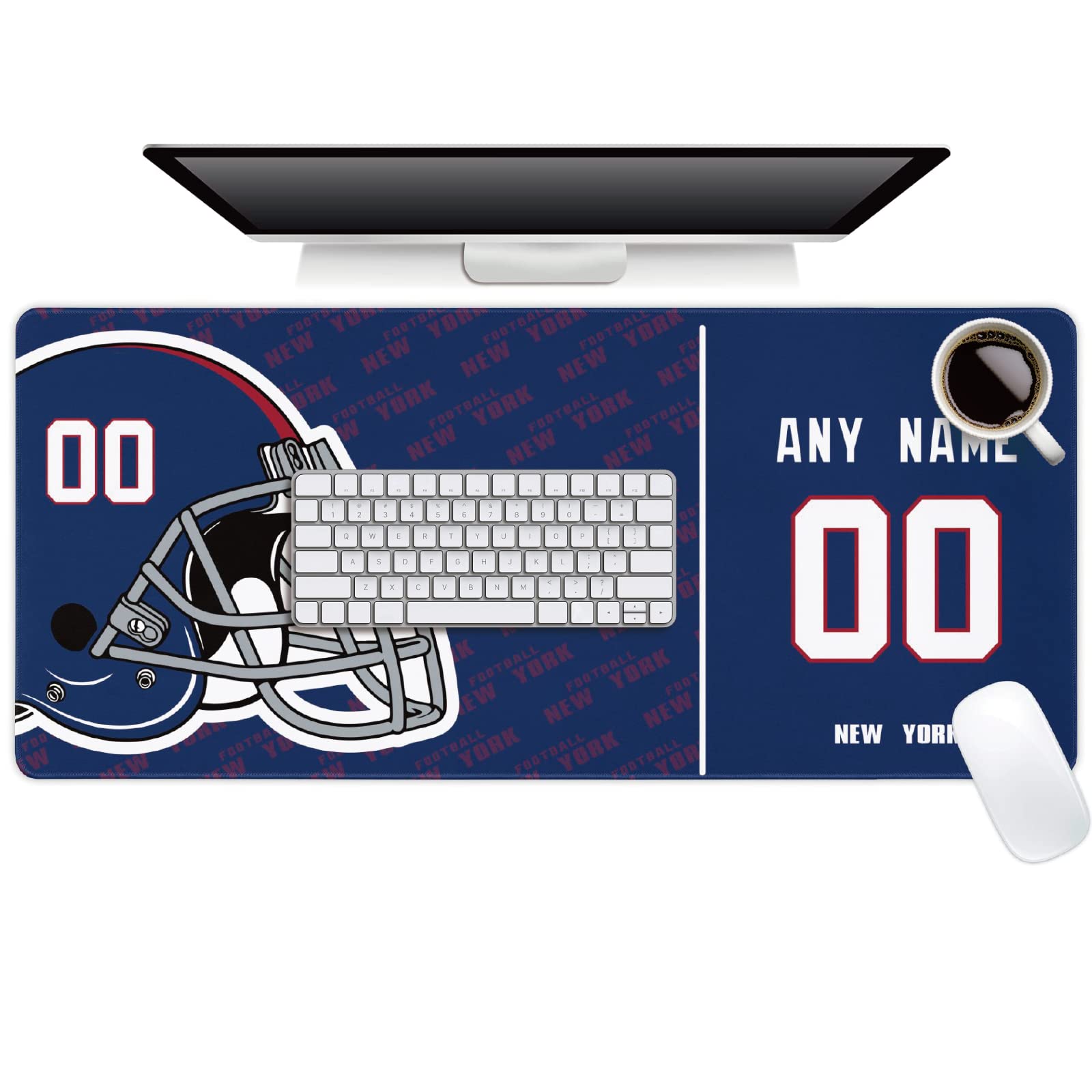 New York Mouse Pad Custom Any Name and Number Desk Pad for Men Women Youth Gifts