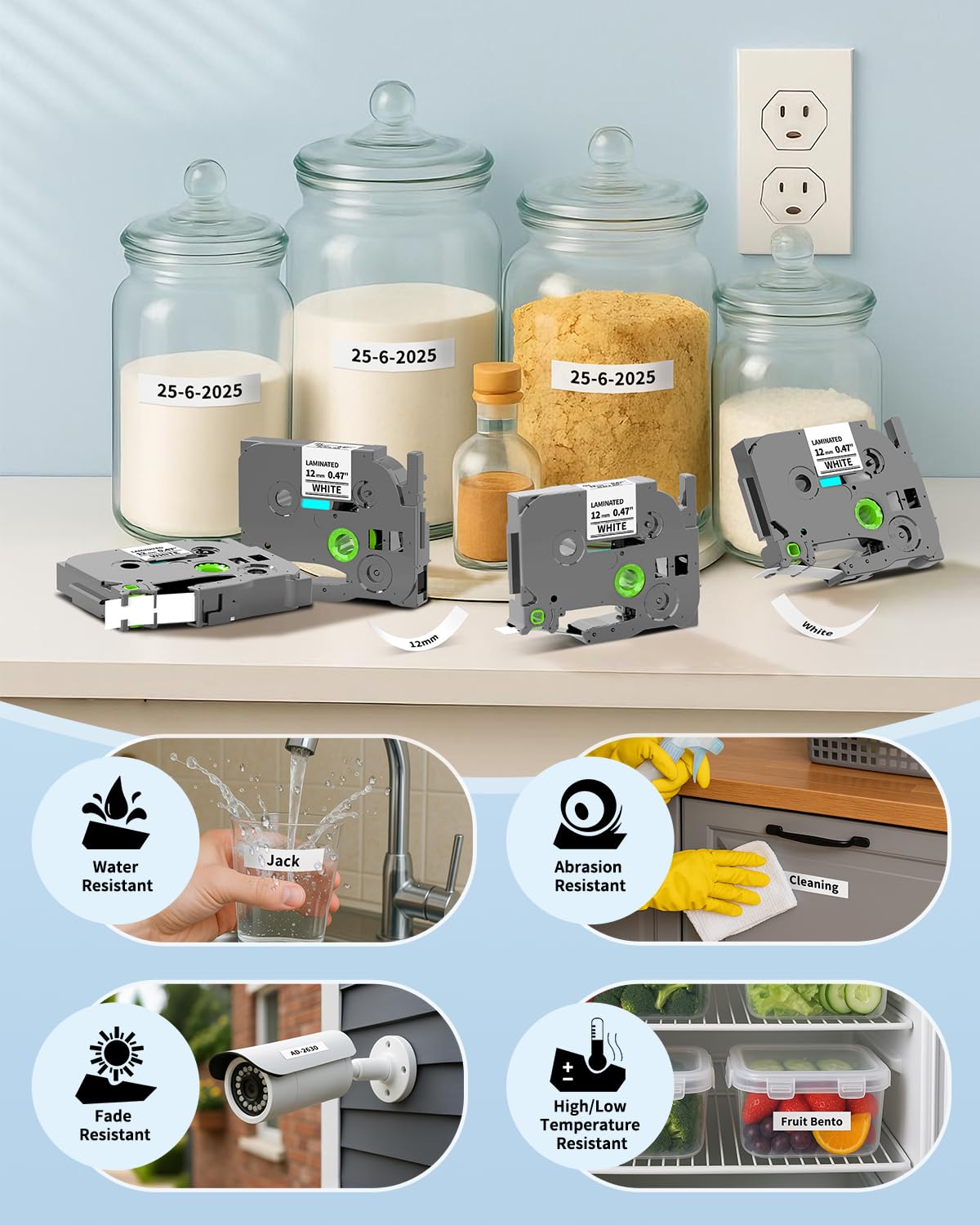 Label Maker Tape Refill Replacement for Brother TZe-231 TZe231 12mm 0.47''