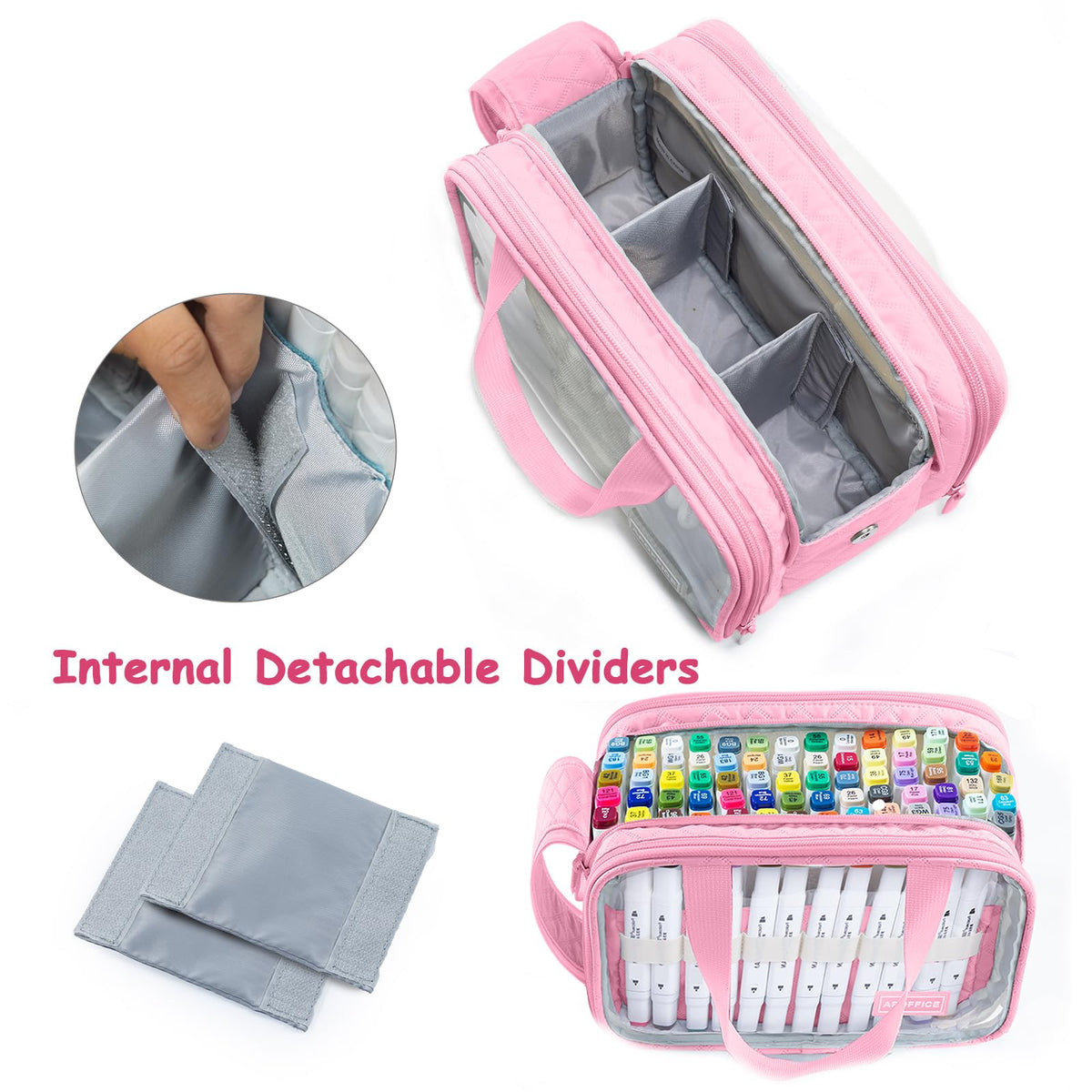 APOFFICE Marker Organizer Case – Holds 72-96Markers | Portable Art Marker Storage Bag with Clear