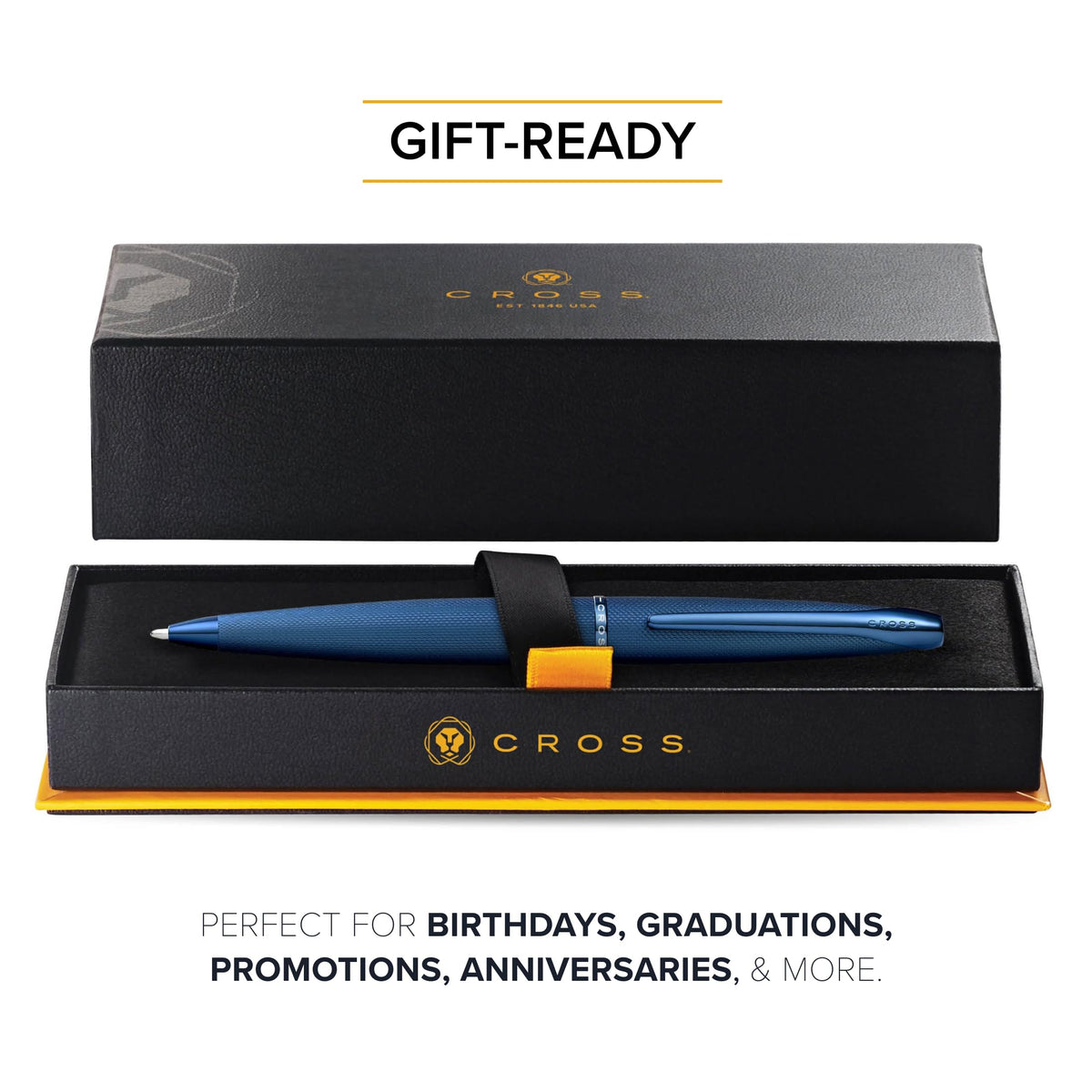 Cross ATX Sandblasted Dark Blue Ballpoint Pen, Medium Point, Black Ink