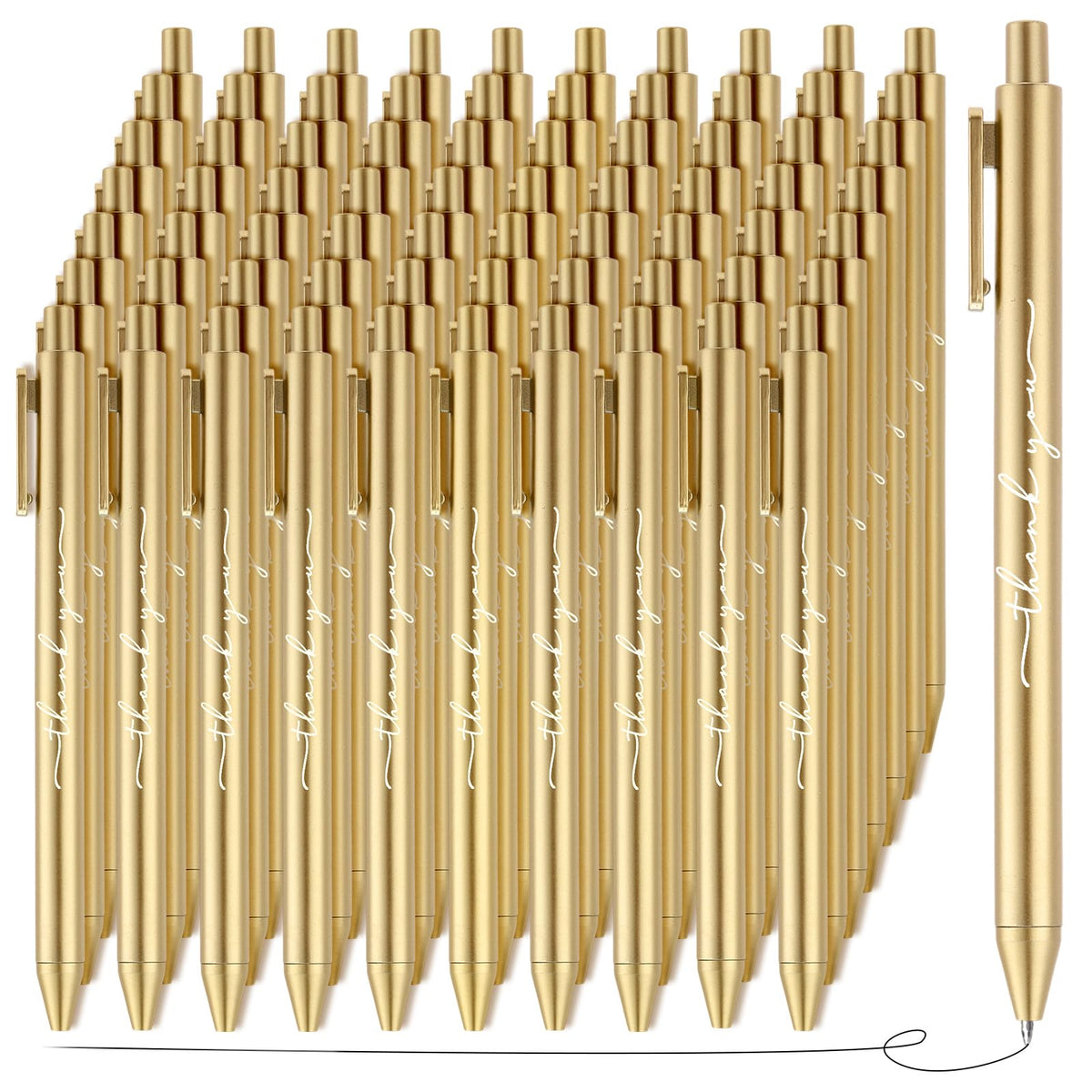 Dispowreath 100 Pcs Thank You Pen Bulk Cute Server Ballpoint, Gold