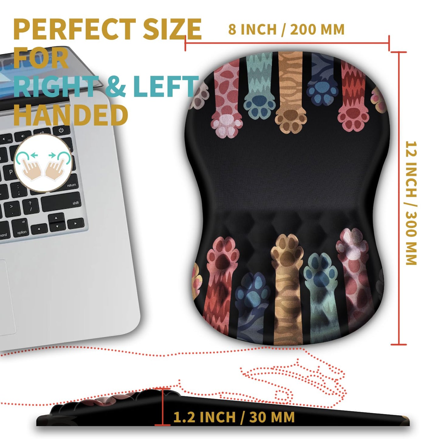 Hokafenle Ergonomic Mouse Pad Wrist Support with Massage Design, Wrist Rest Pain Relief Mousepad
