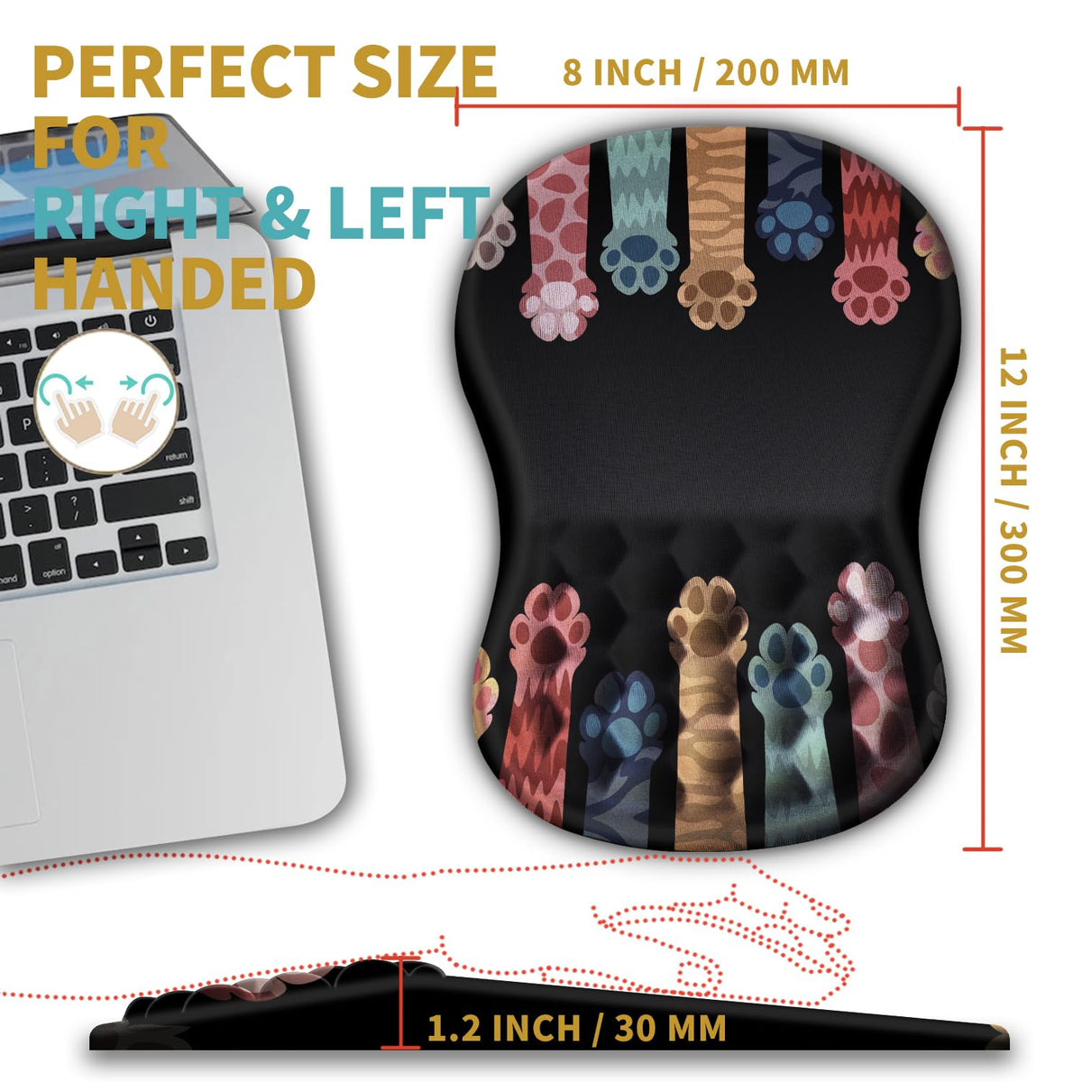 Hokafenle Ergonomic Mouse Pad Wrist Support with Massage Design, Wrist Rest Pain Relief Mousepad