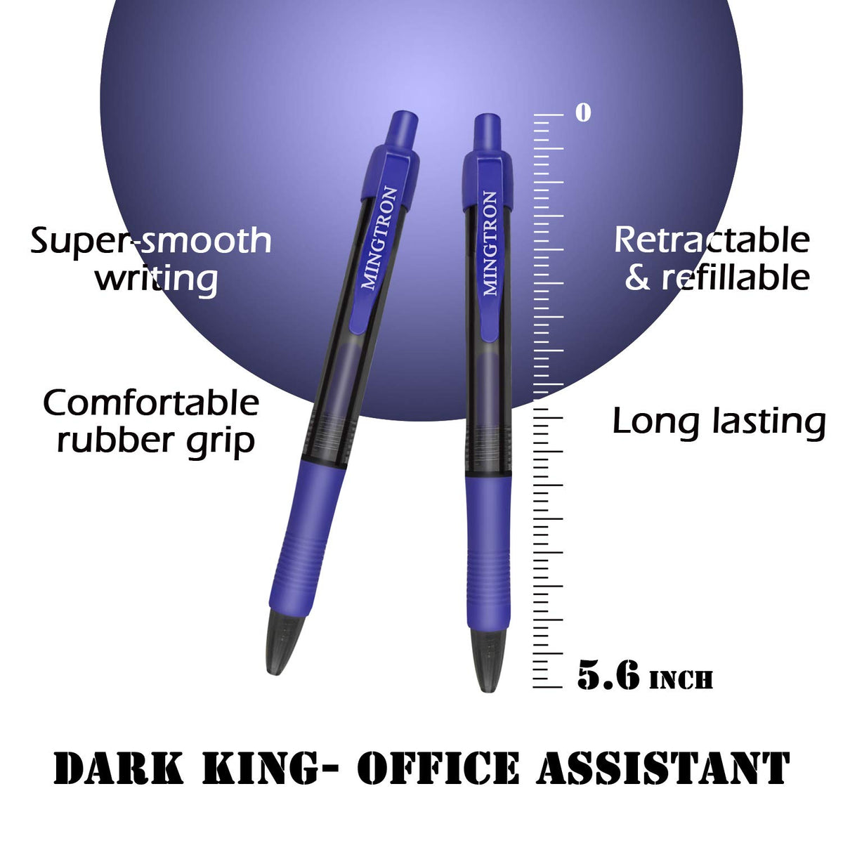 100 Pack No Smear Blue Ink Retractable Fine Point Gel Pens Bulk, 0.5MM