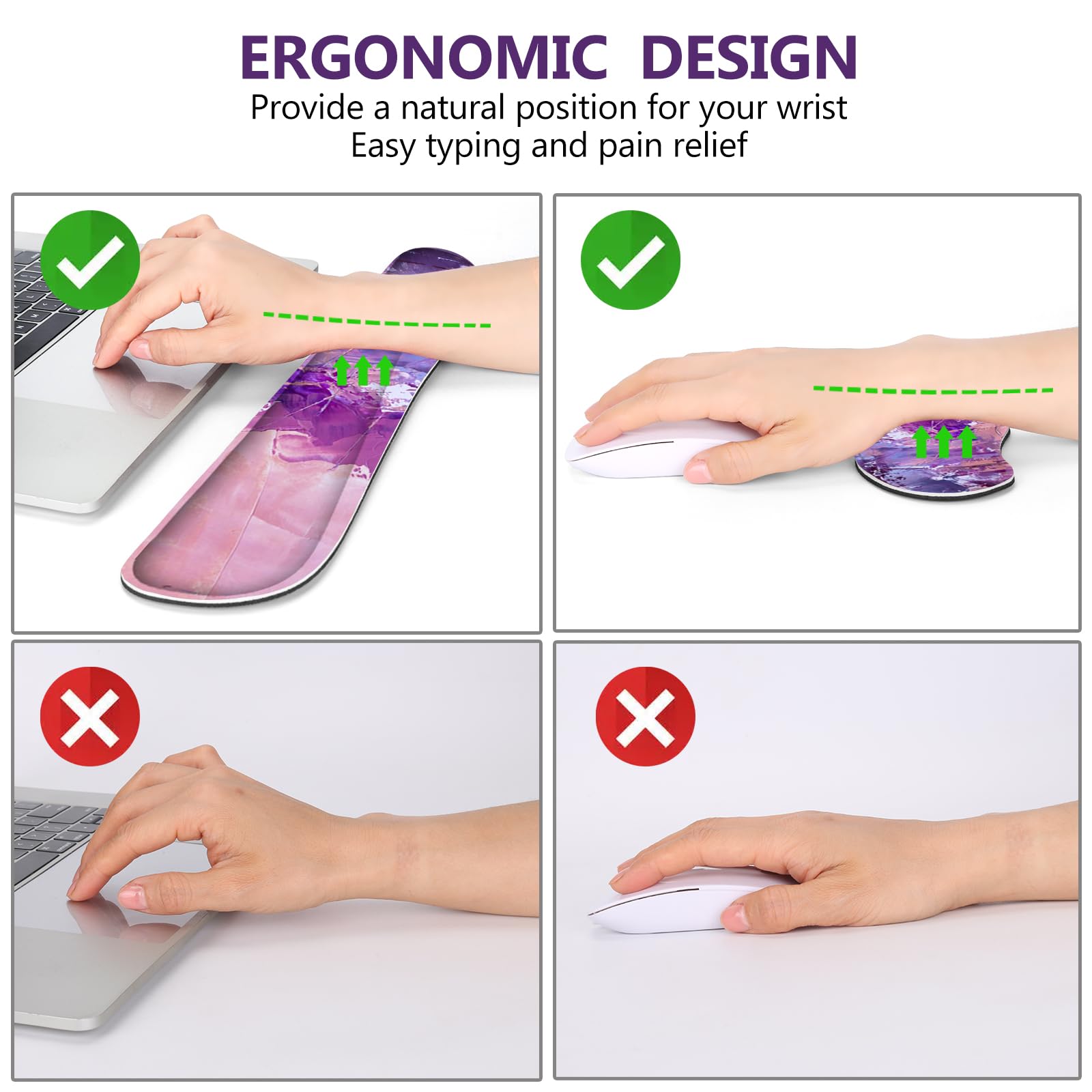 DINKY Keyboard Mouse Pad Set, Large Gaming Mousepad + Memory Foam Ergonomic Keyboard Wrist Rest