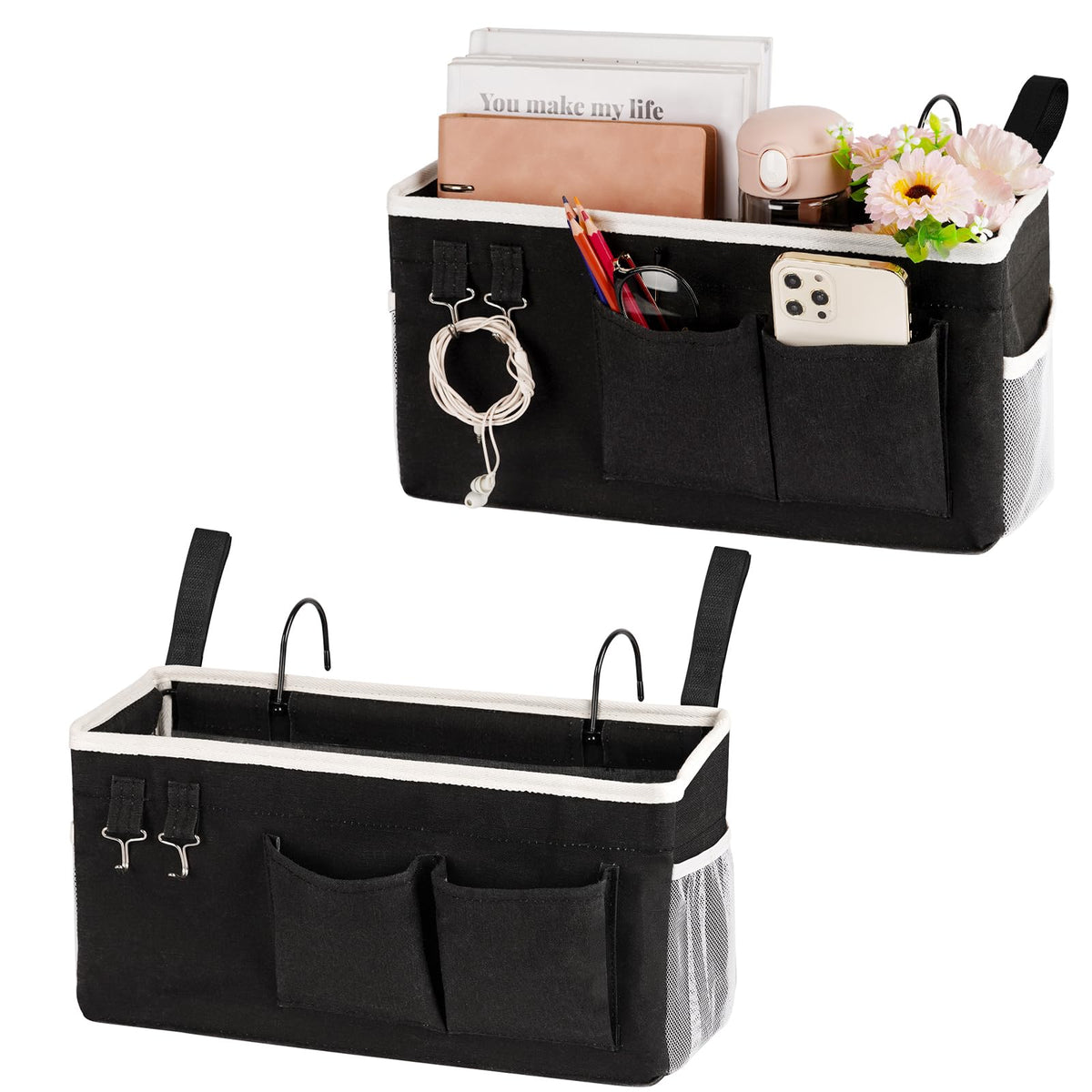 Ozzptuu Bedside Caddy Bedside Storage Bag for Headboards/Bunk Bed