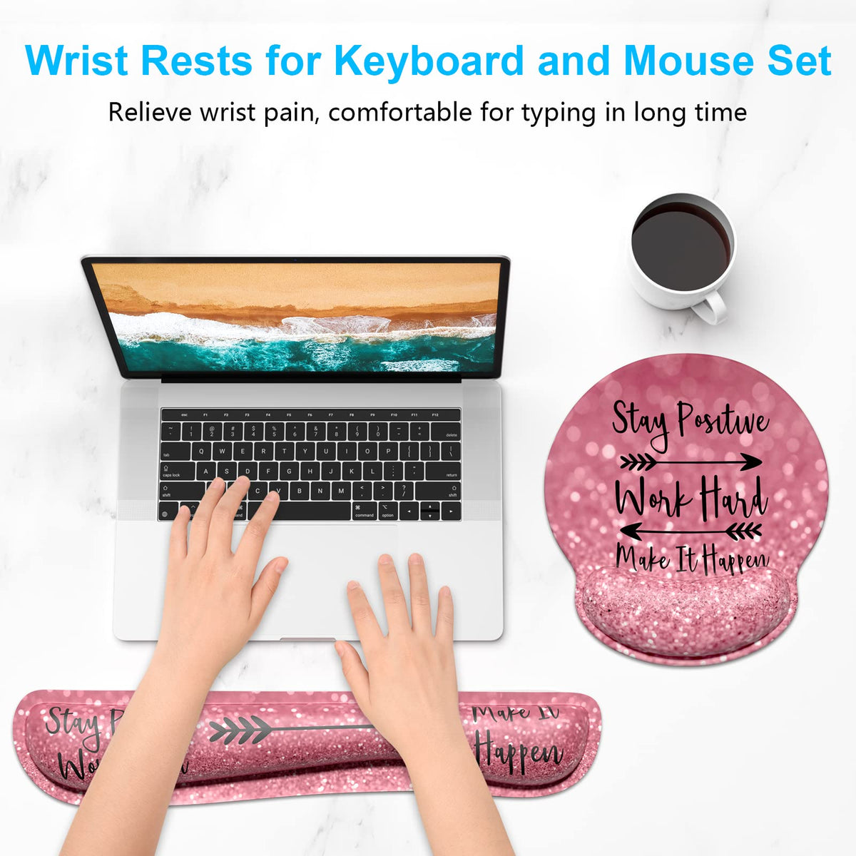 Dapesuom Keyboard Wrist Rest and Mouse Pad with Wrist Support, Cute Memory Foam Cushion for