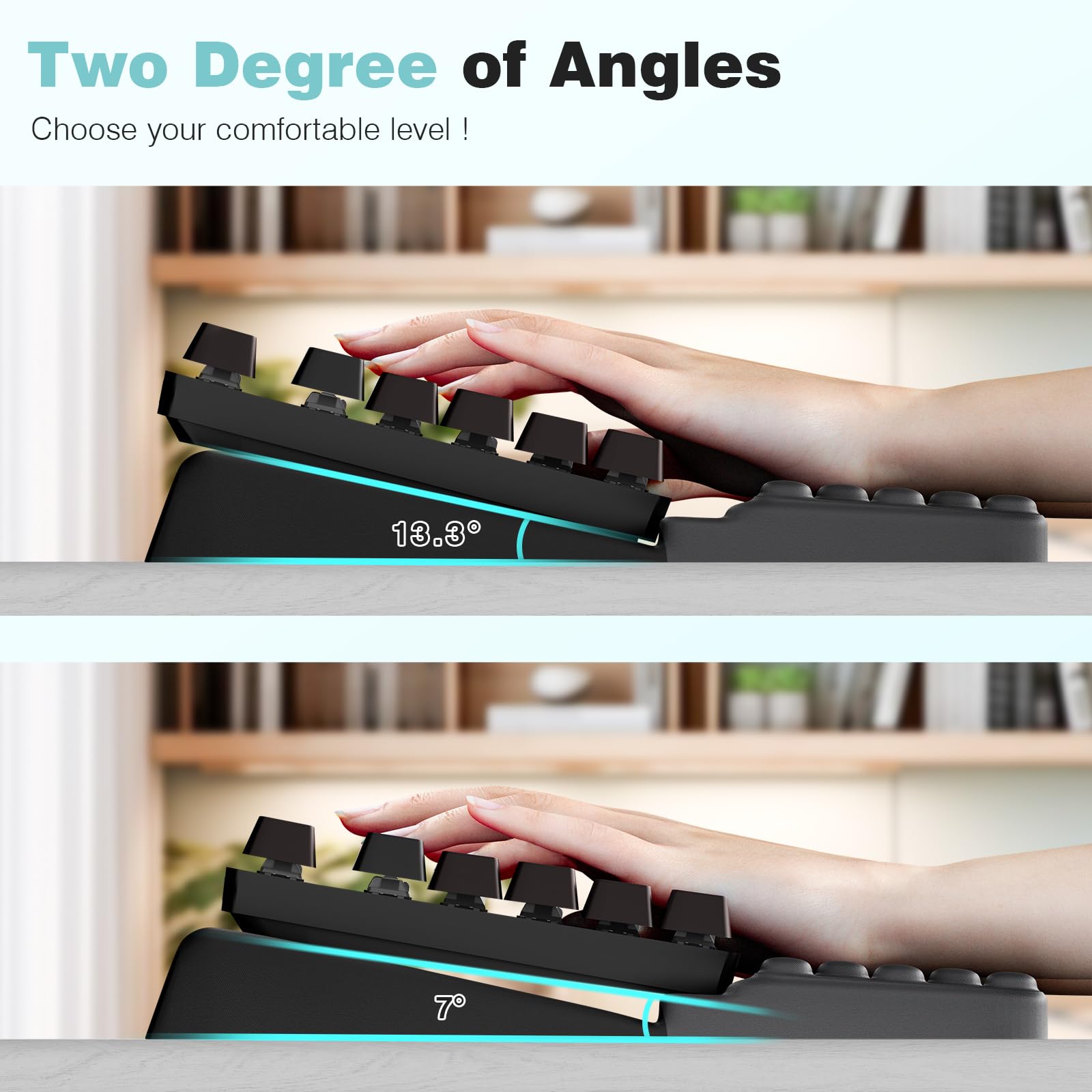 Ospelelf Keyboard Wrist Rest, Ergonomic Memory Foam Wrist Support for Typing & Gaming, Tilted