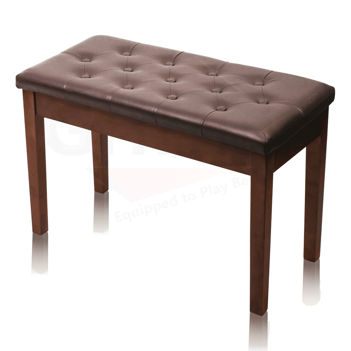 Griffin Brown Wood Piano Bench (ErgonomicPRO-X Series) – PU Leather Duet Seat with Storage, Double