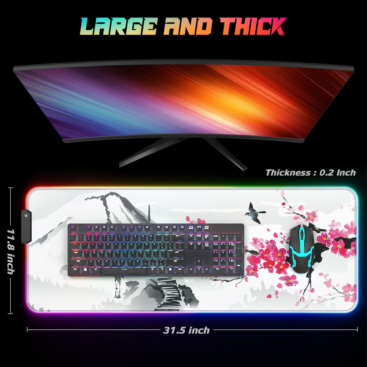 ITNRSIIET RGB Gaming Mouse Pad, Full Desk XL Extended Large Gaming Mousepad, 12 Lighting Modes 30%