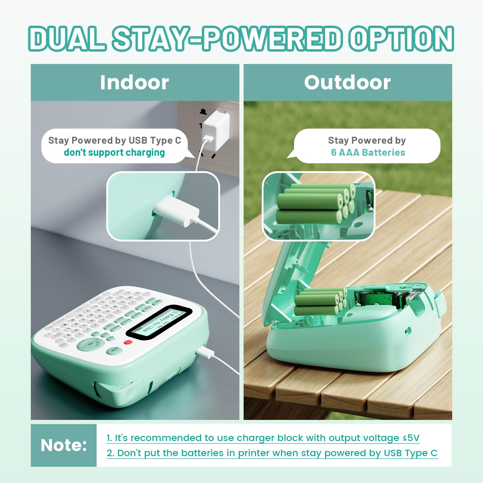 EazeID D210S Label Maker Machine with-Tape for Kids School Supplies, Green