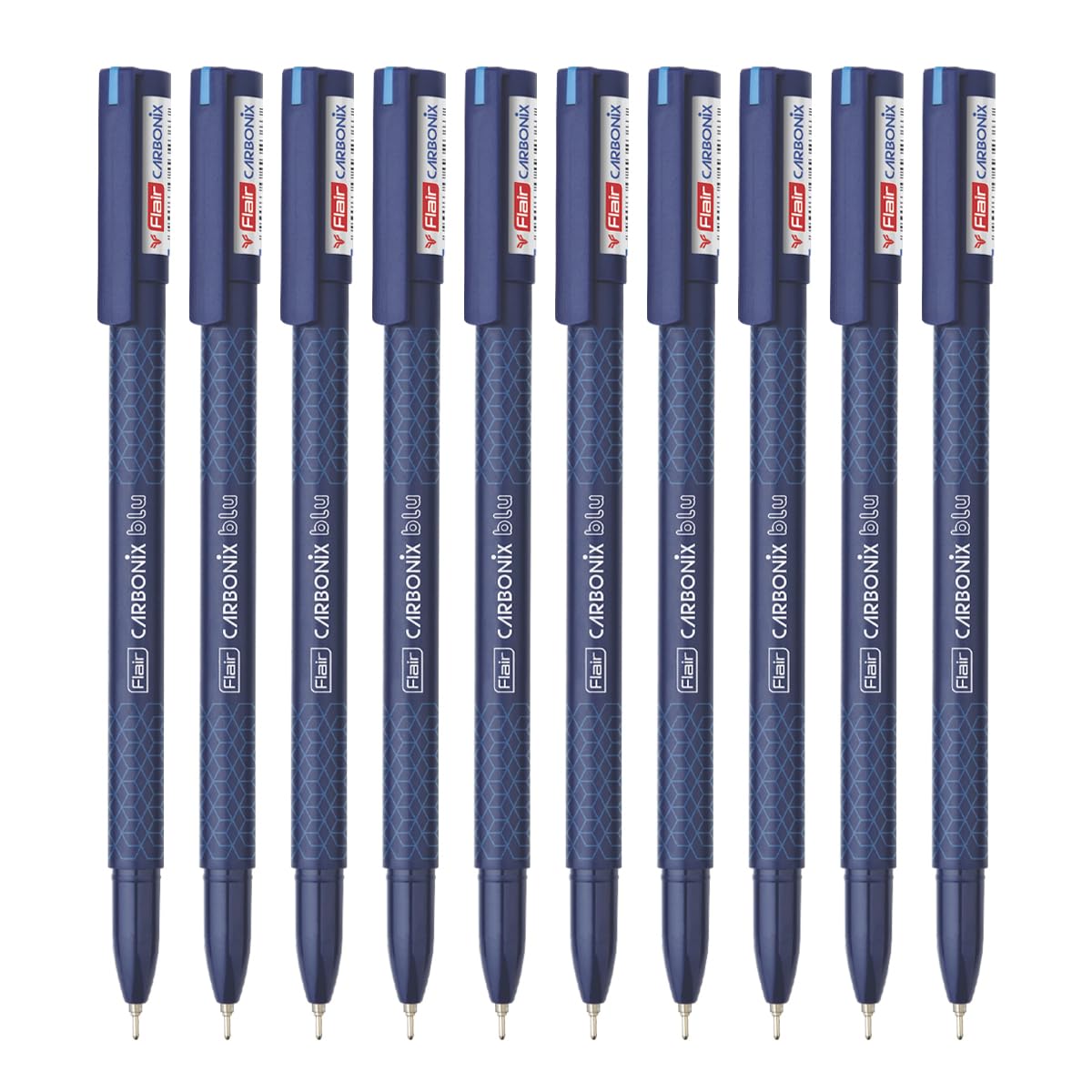 FLAIR Carbonix Blu Ball Pen Wallet Pack | 0.7 mm Tip Size | Low-Viscosity Ink With Double Writing