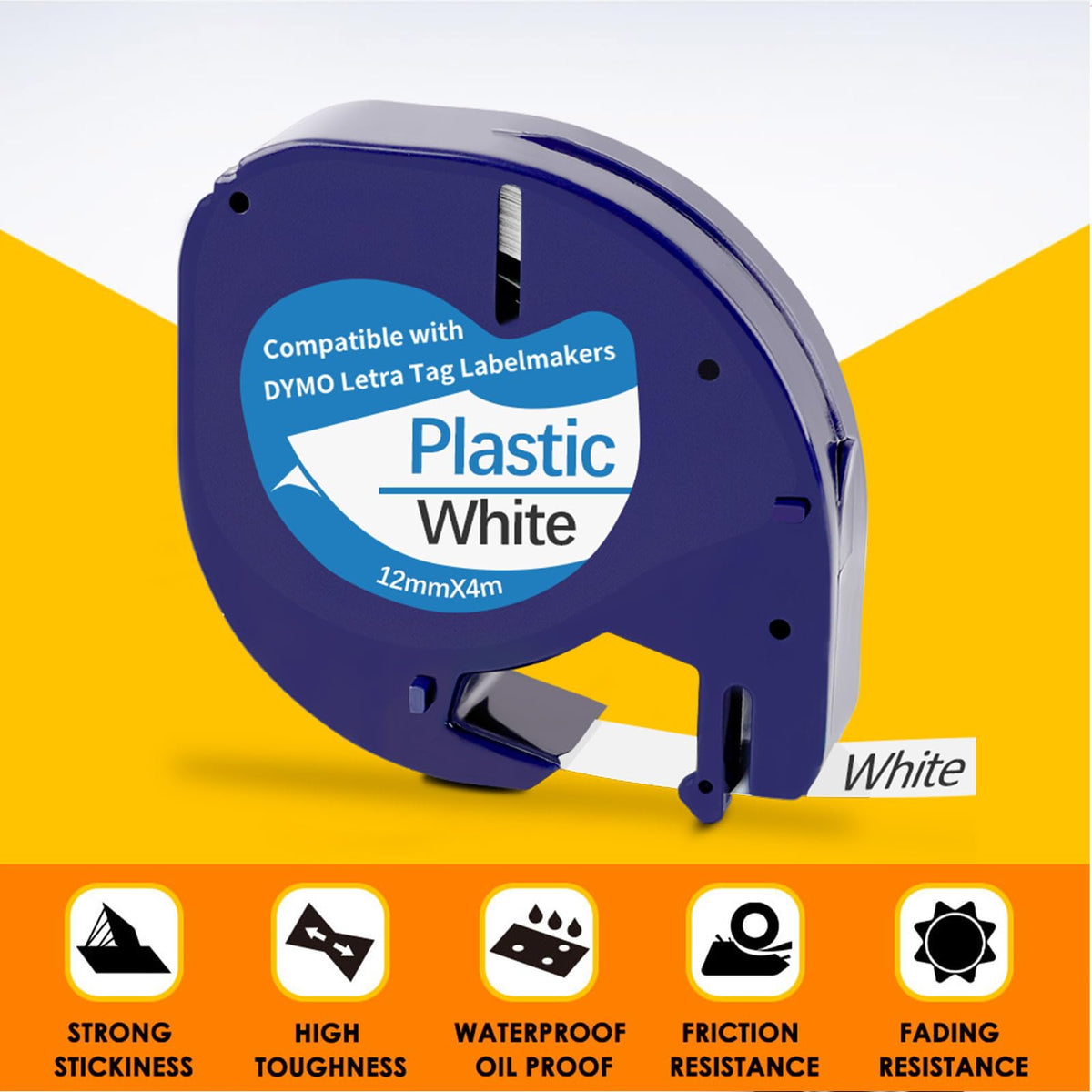 10 Pack Compatible with Dymo Letratag Refills 91201 91331 S0721660 Label Maker Tape White Plastic