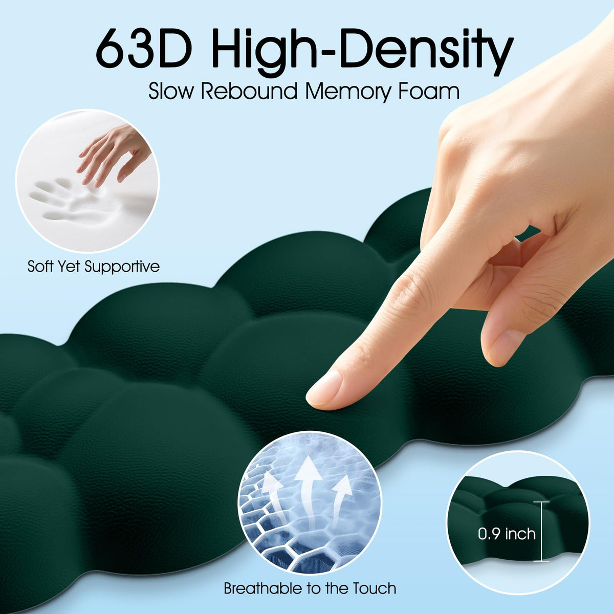 Retuhapy Cloud Wrist Rest Keyboard Cushion and Cloud Mouse Pad, Dark Green