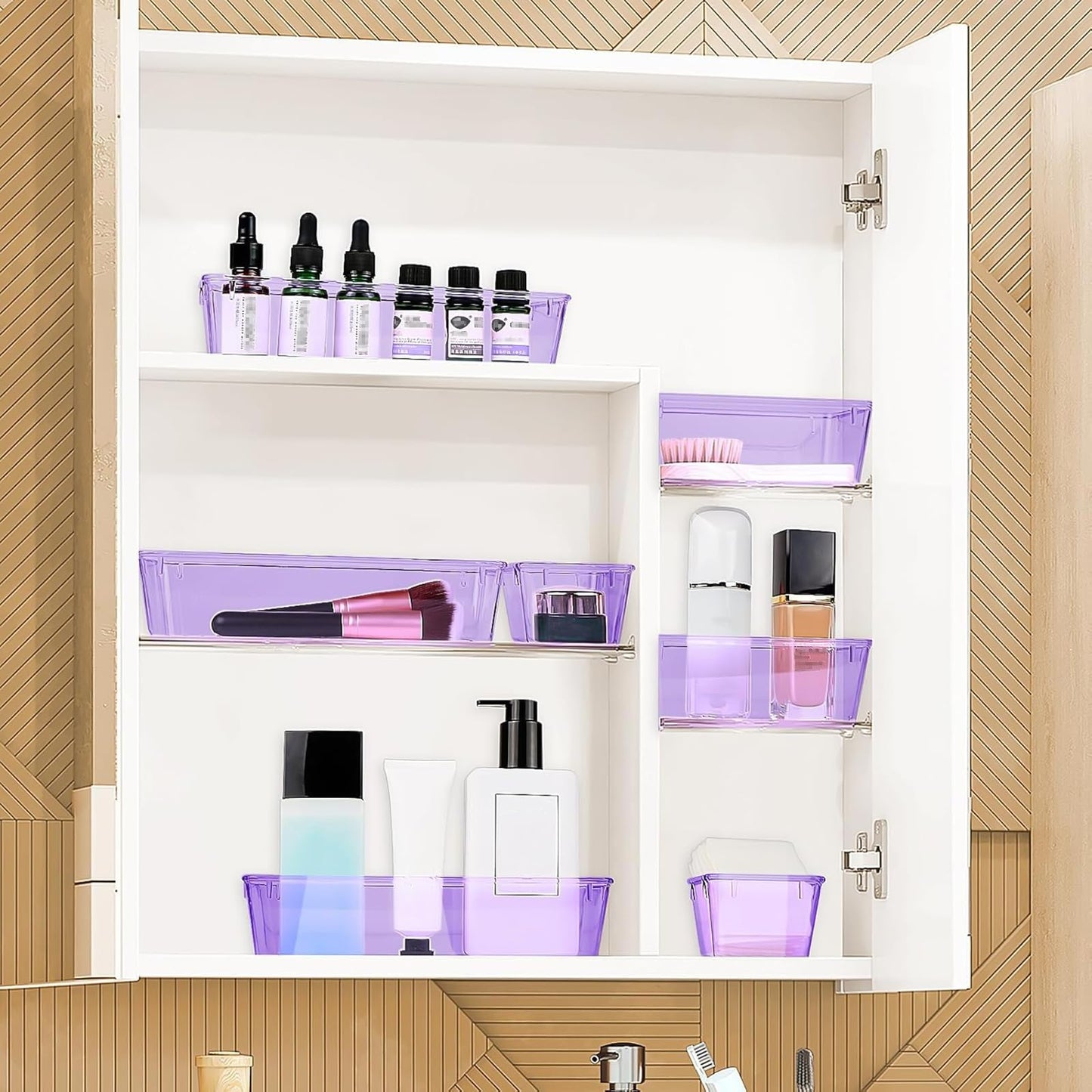 23 PCS Drawer Organizer Set, 5 Size Bathroom and kitchen organizer Trays