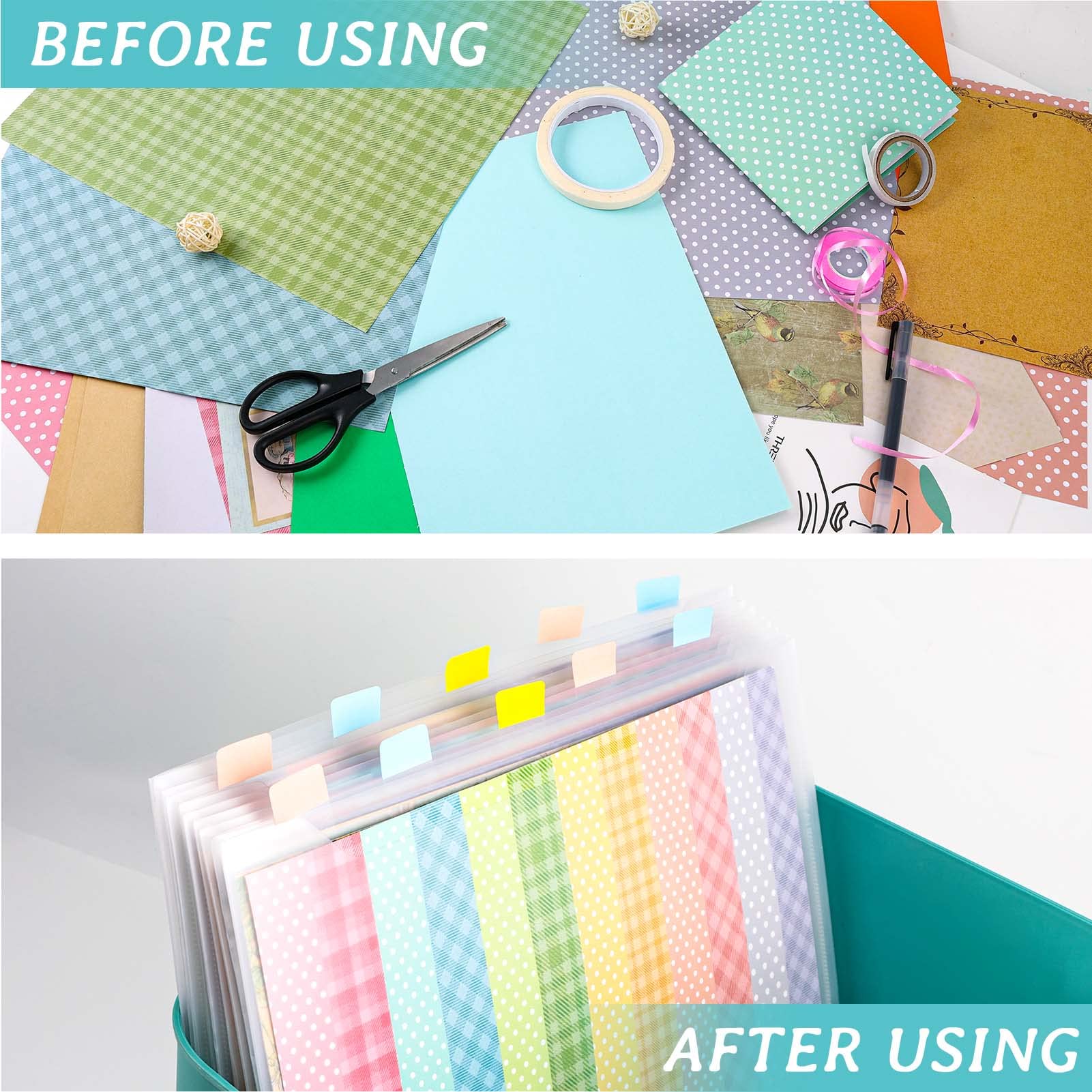 Caydo 82 Pieces Scrapbook Paper Storage Organizer with 120 Pieces Sticky