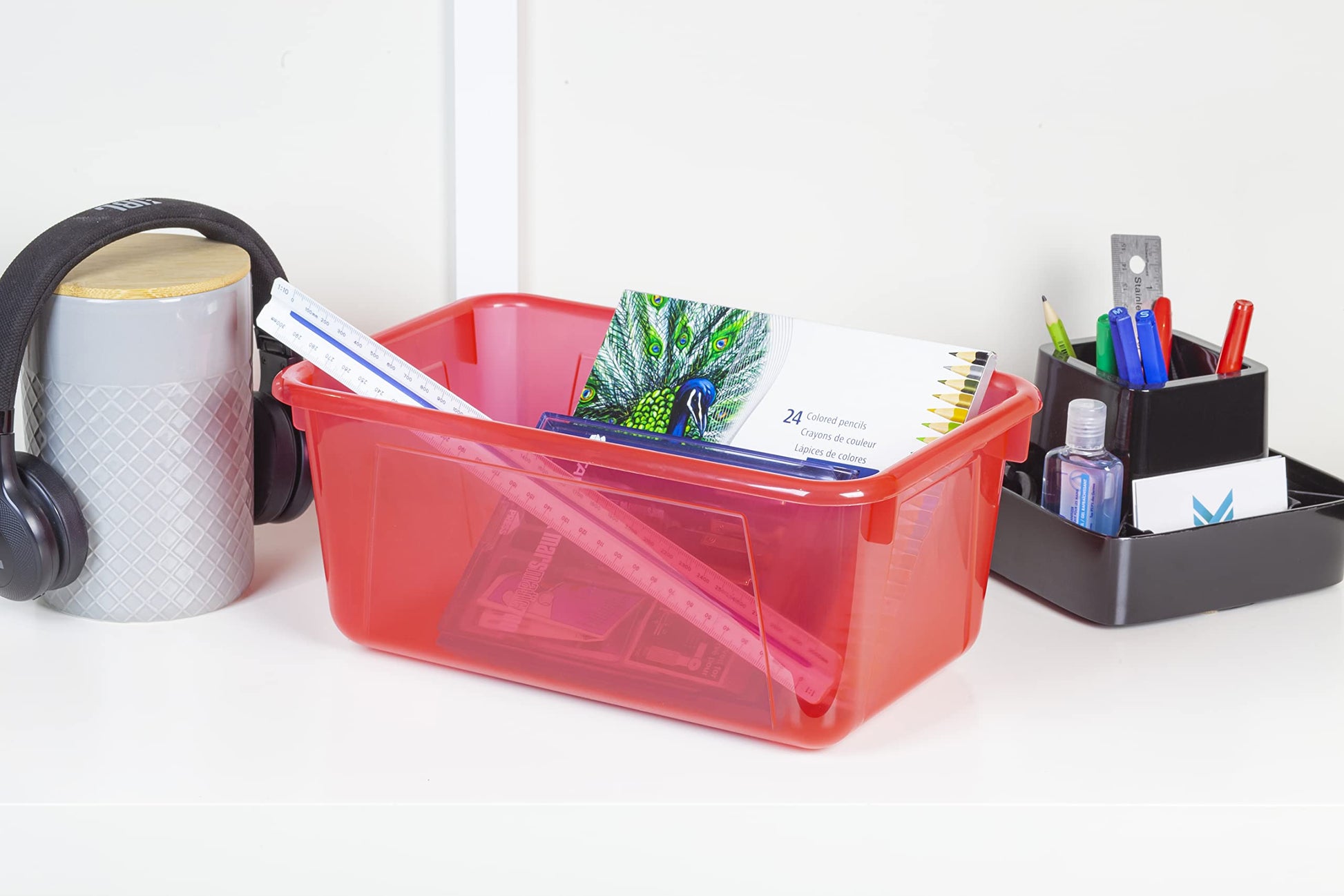 Storex Small Cubby Bins – Plastic Storage Containers for Classroom, 12.2 x 7.8 x 5.1 inches