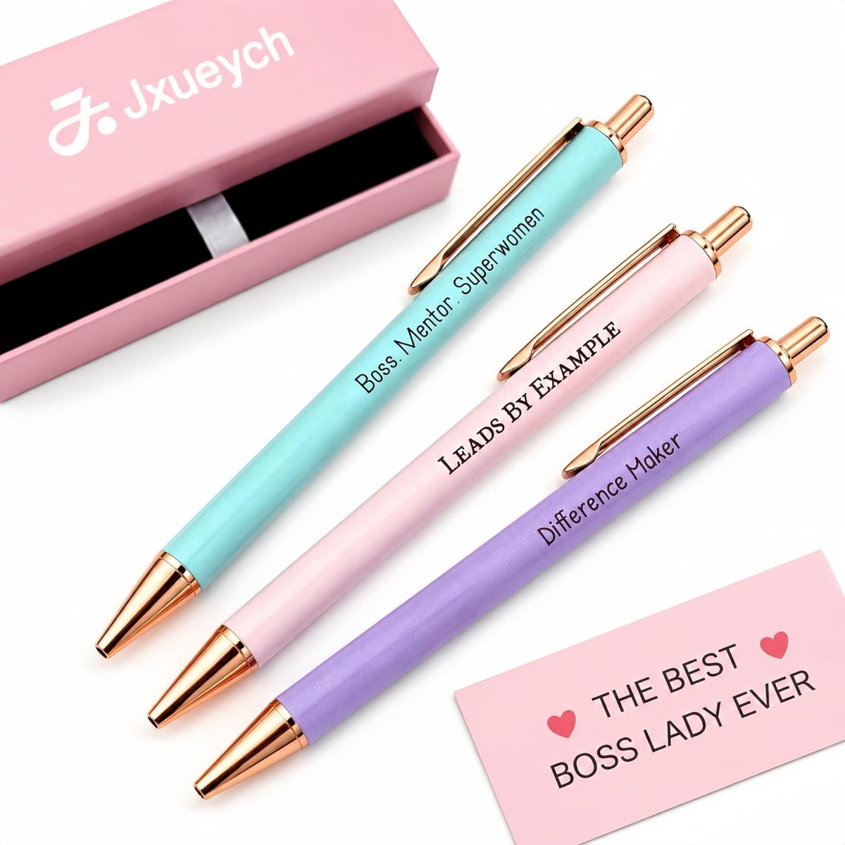 Jxueych Boss Gifts for Women, Boss Lady Gift Set of 3 Motivational Pens